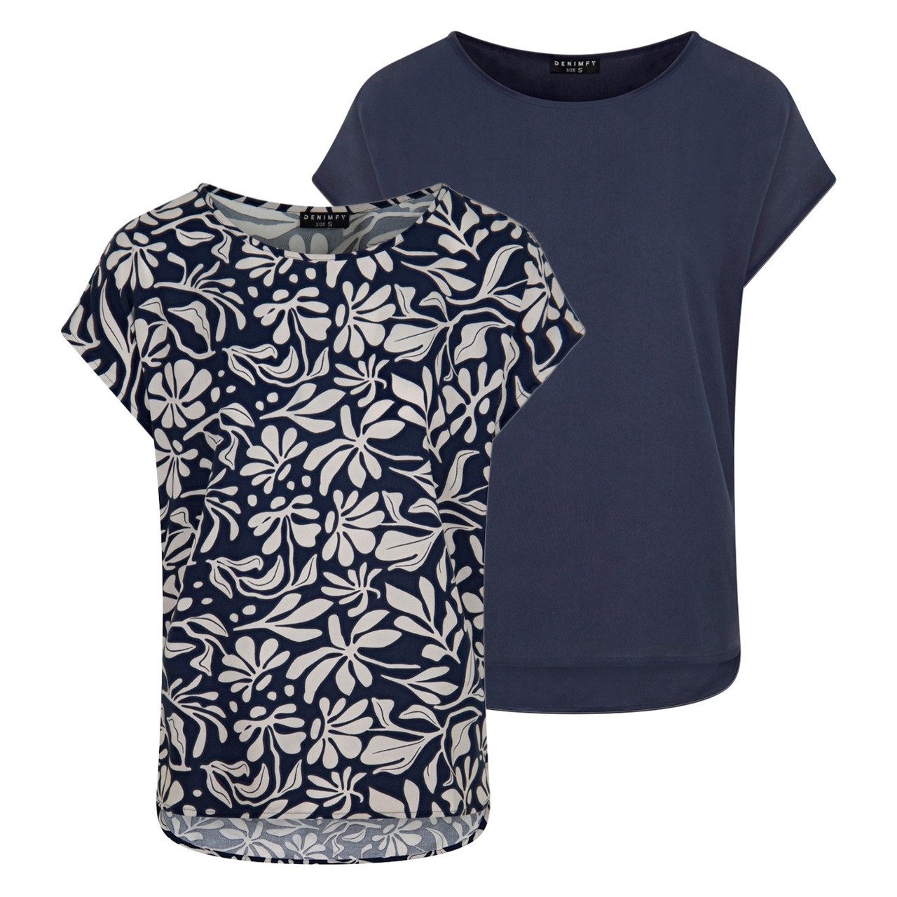 DENIMFY T-Shirt Damen Bluse DFJule Regular Fit 2er Pack (2-tlg) Kurzarm Top günstig online kaufen