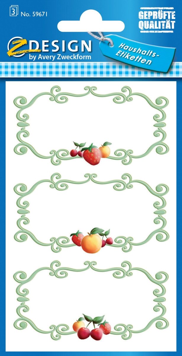 Avery Zweckform Etiketten Haushaltsetikett 76x120mm Papier 3 Bogen Designrahmen