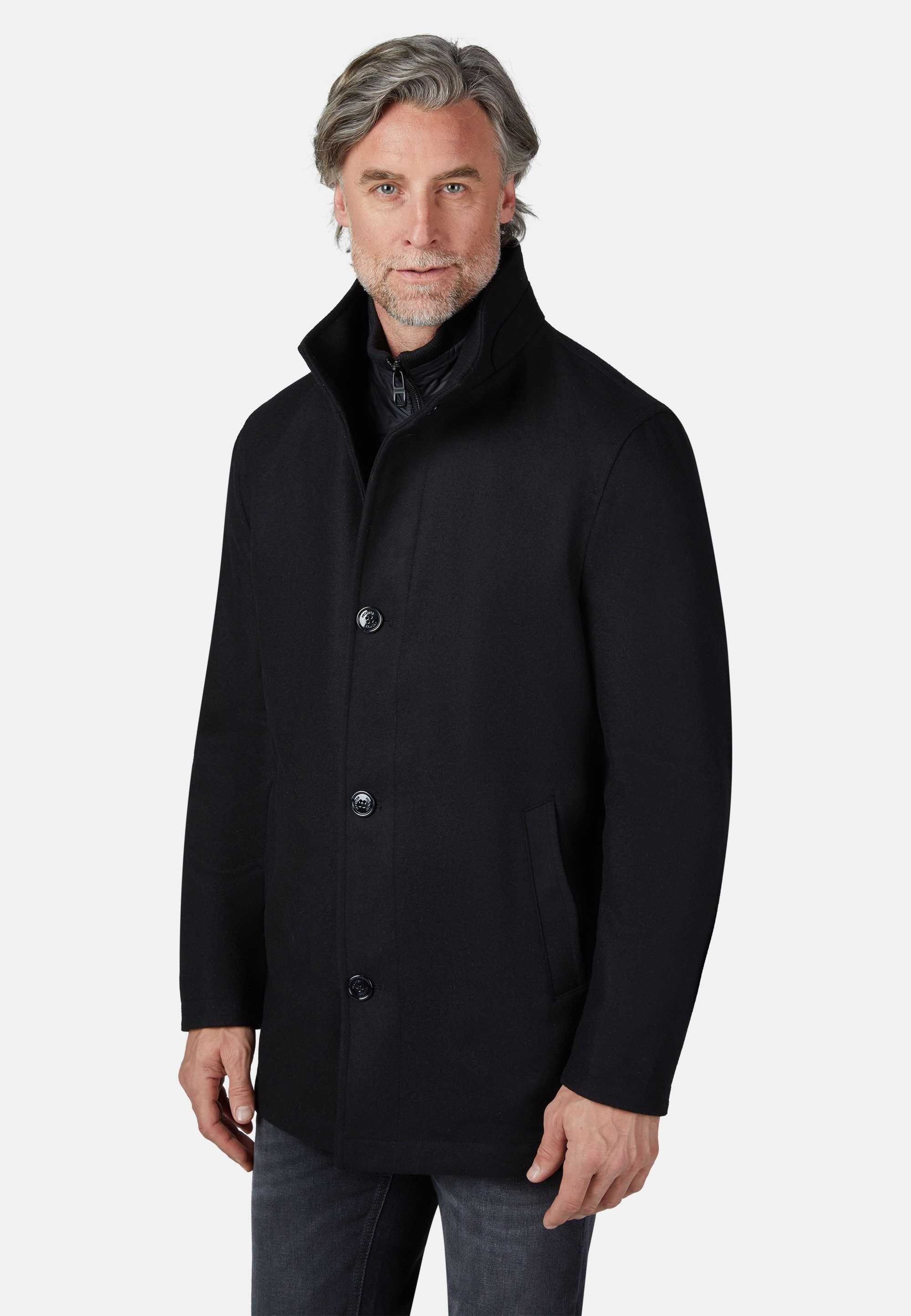 HECHTER PARIS Wintermantel WOLLJACKE mit Stehkragen und Knopfleiste