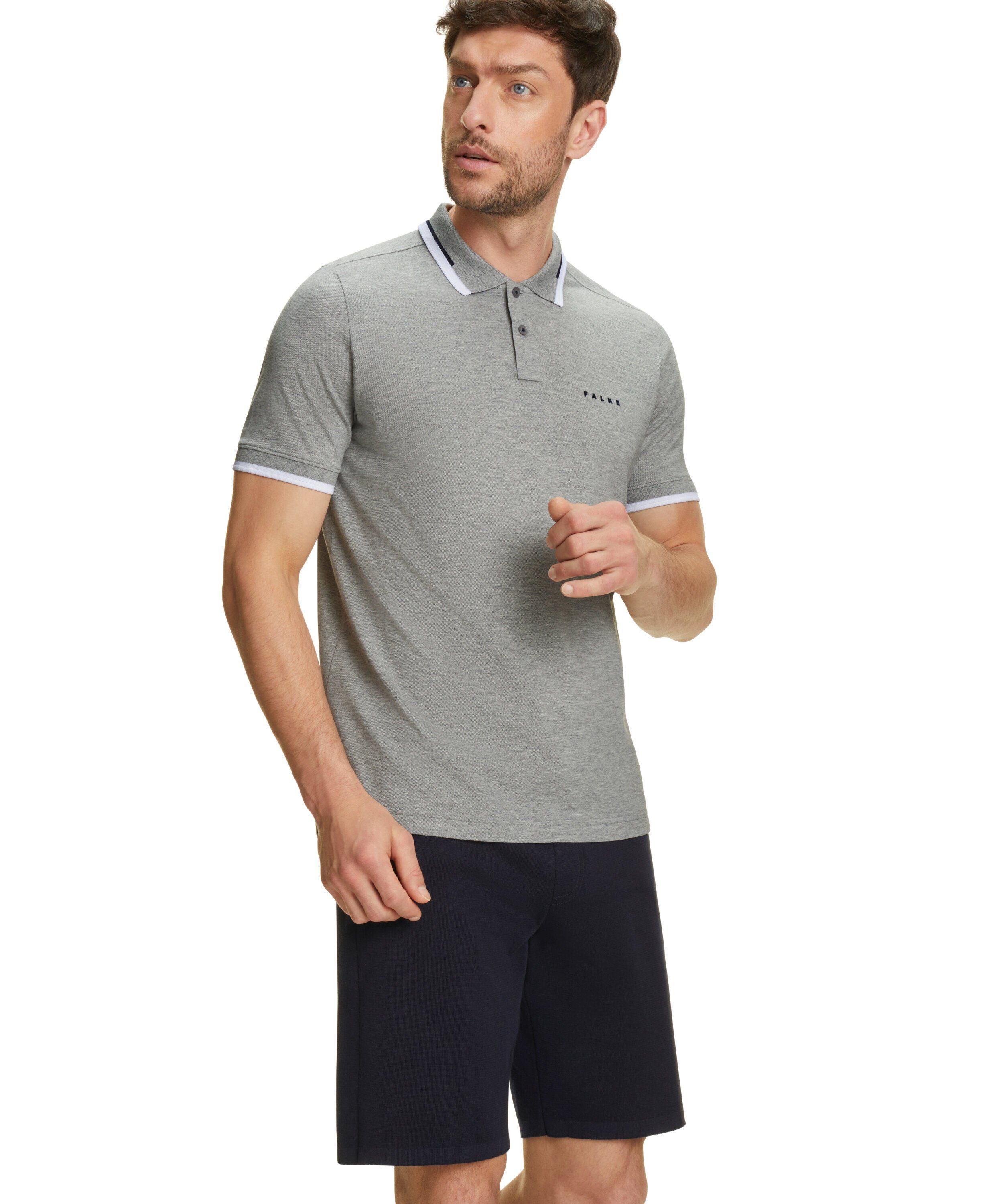 FALKE Poloshirt aus grey light Pima-Baumwolle hochwertiger (3400)