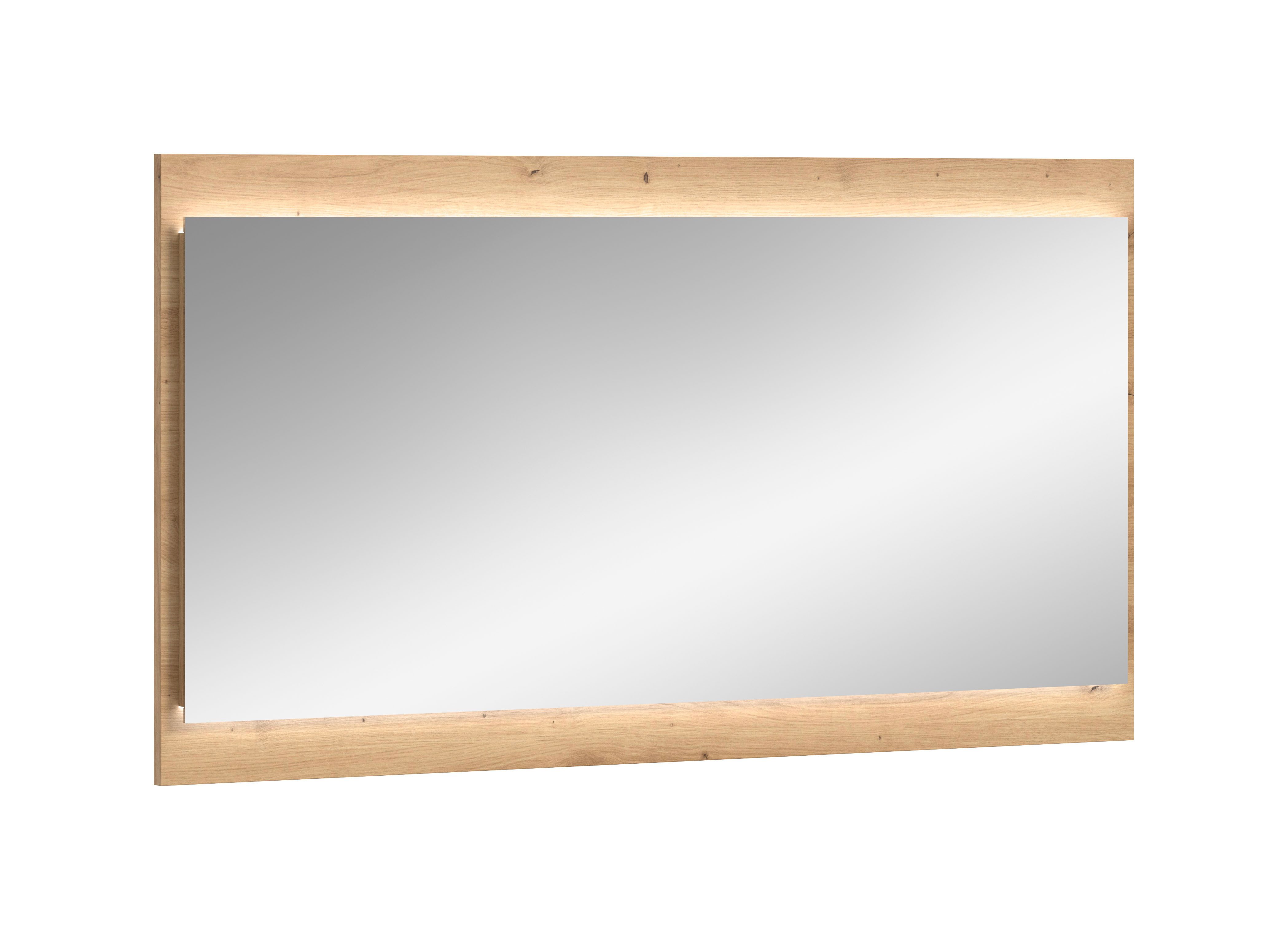 furnling Garderobenspiegel Dravo (1-St), mit großem Rahmen in Artisan Oak, LED-Beleuchtung, Breite 110 cm