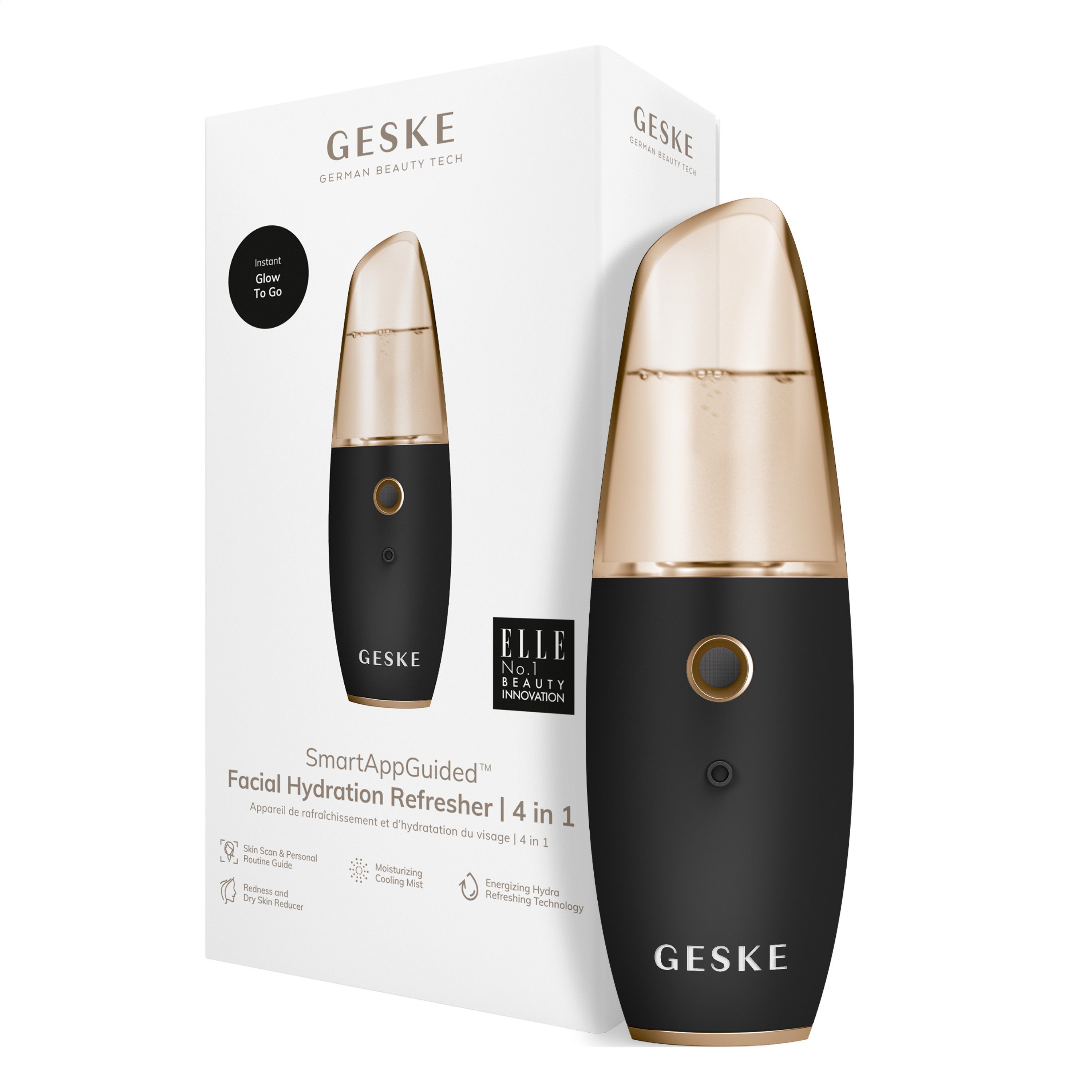 GESKE German Beauty Tech Enhancer SmartAppGuided™ Facial Hydration Refresher 4 in 1, Packung (Gerät & USB-Ladekabel), 2-tlg., Gerät inkl. kostenloser APP (SmartAppGuided Device), Mit der GESKE App erhältst Du deine personalisierte Уход за кожейroutine.