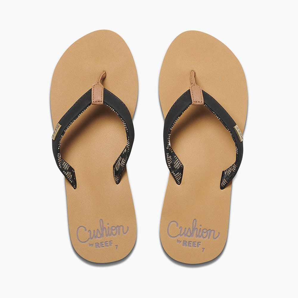 Reef Zehensandalen Cushion Sands schwarz/tan Damen Badeschuh