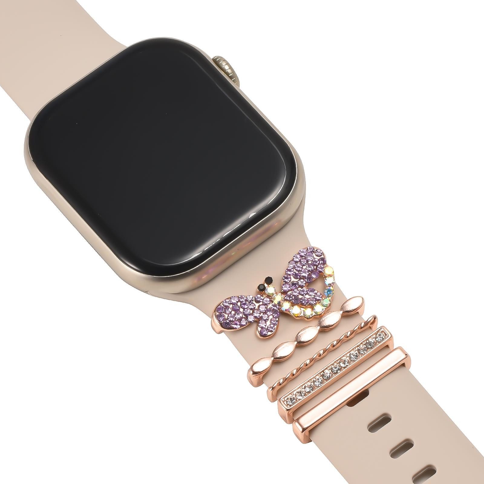 CoolGadget Smartwatch-Armband Schmuck Ringe Charms Uhren Deko Motiv Clips 21mm, Zubehör passend für alle Apple Watch und Samsung Galaxy Watch Modelle