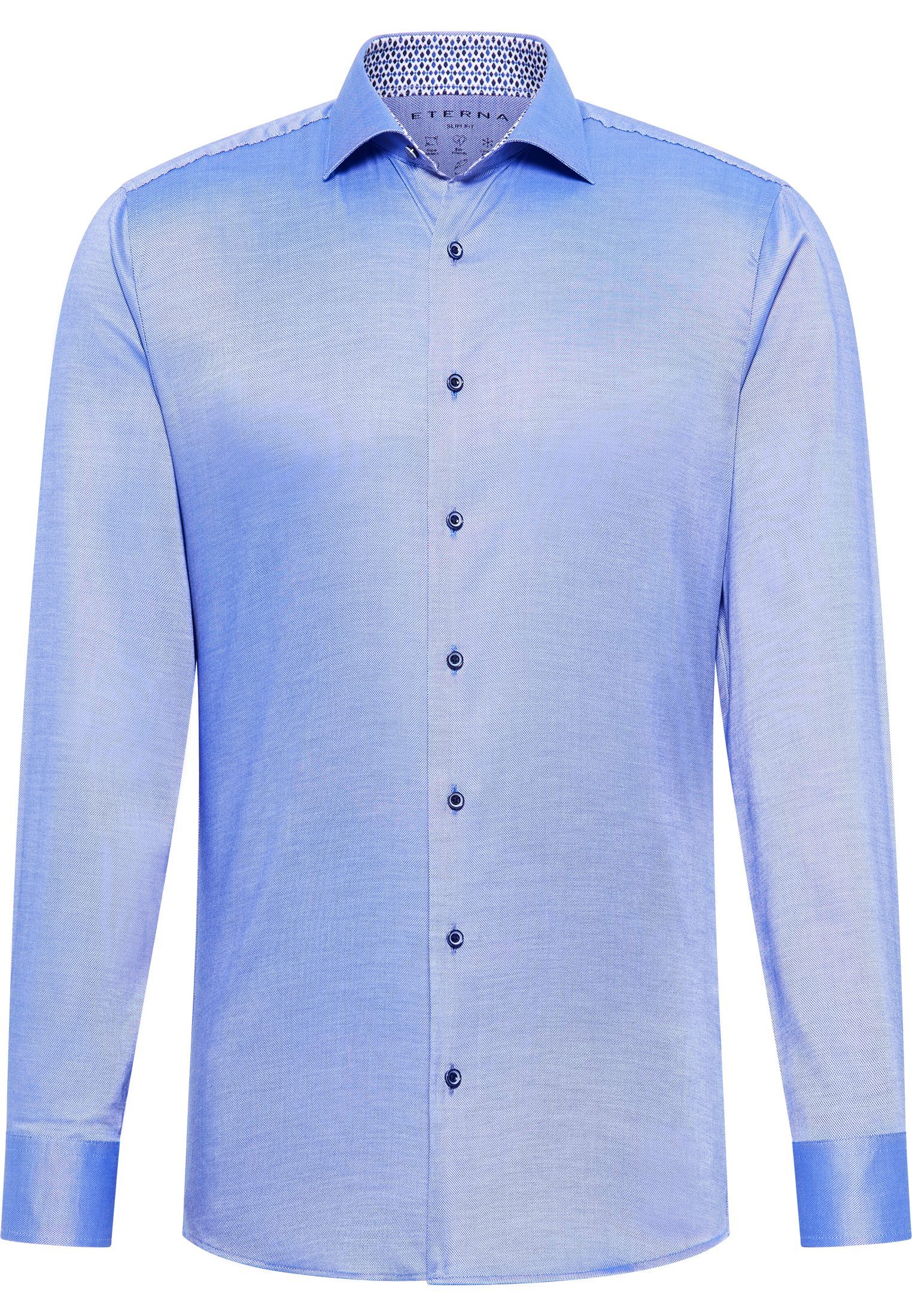 blau Eterna royal SLIM FIT Langarmhemd