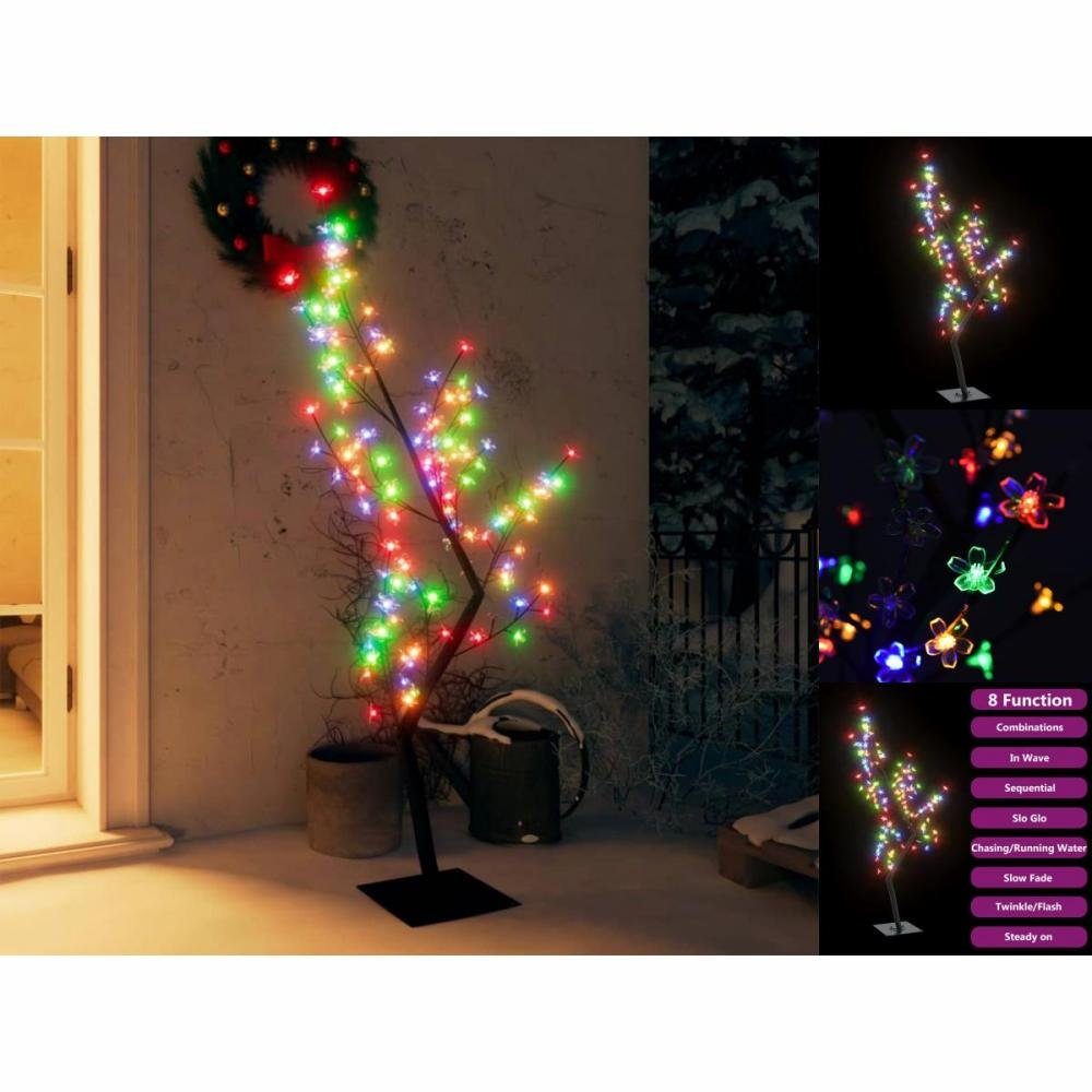 vidaXL Dekolicht Weihnachtsbaum 128 LEDs Bunt Kirschblüten 120 cm Mehrfarbig