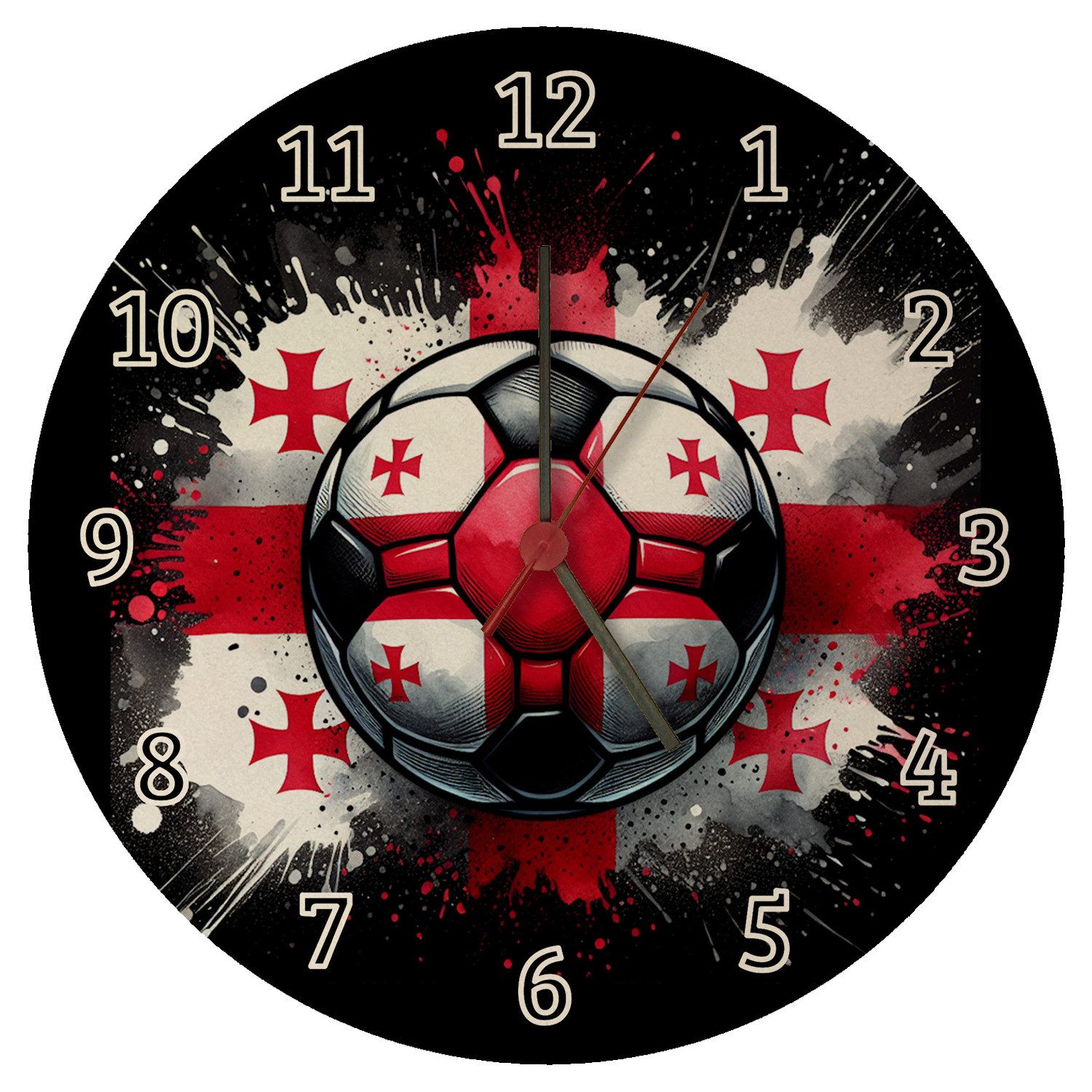 Wanduhr Fußball Georgien Flagge Wanduhr aus MDF