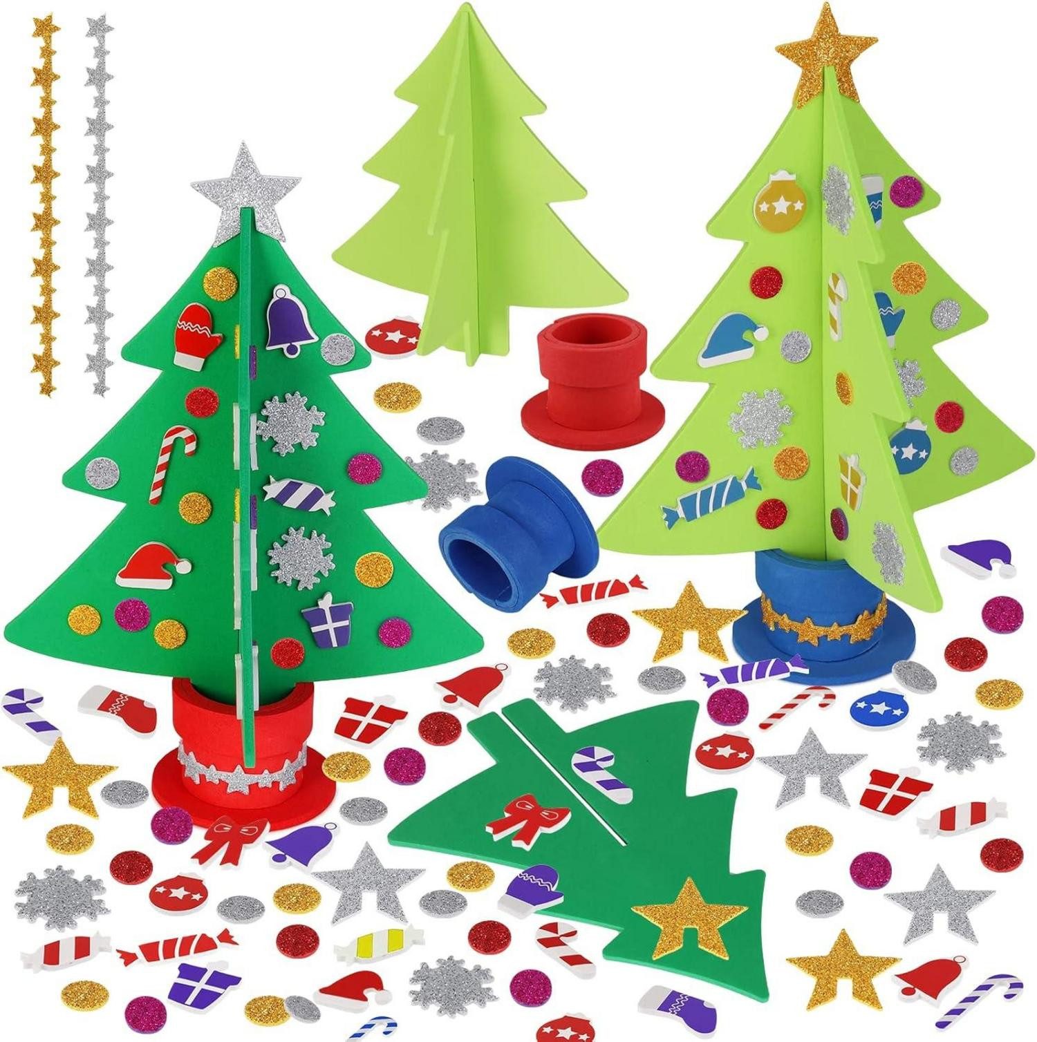 DIY-Adventskalender Weihnachtsbaum Bastelset für Kinder, 6 Stück Moosgummi DIY