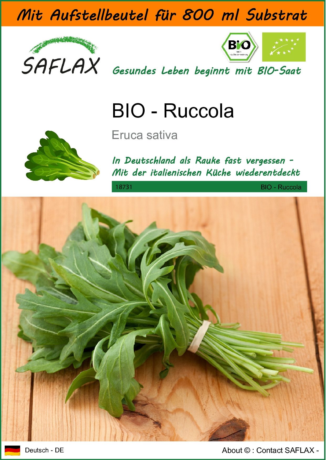 Gemüsesamen SAFLAX - Garden in the bag - BIO - Ruccola