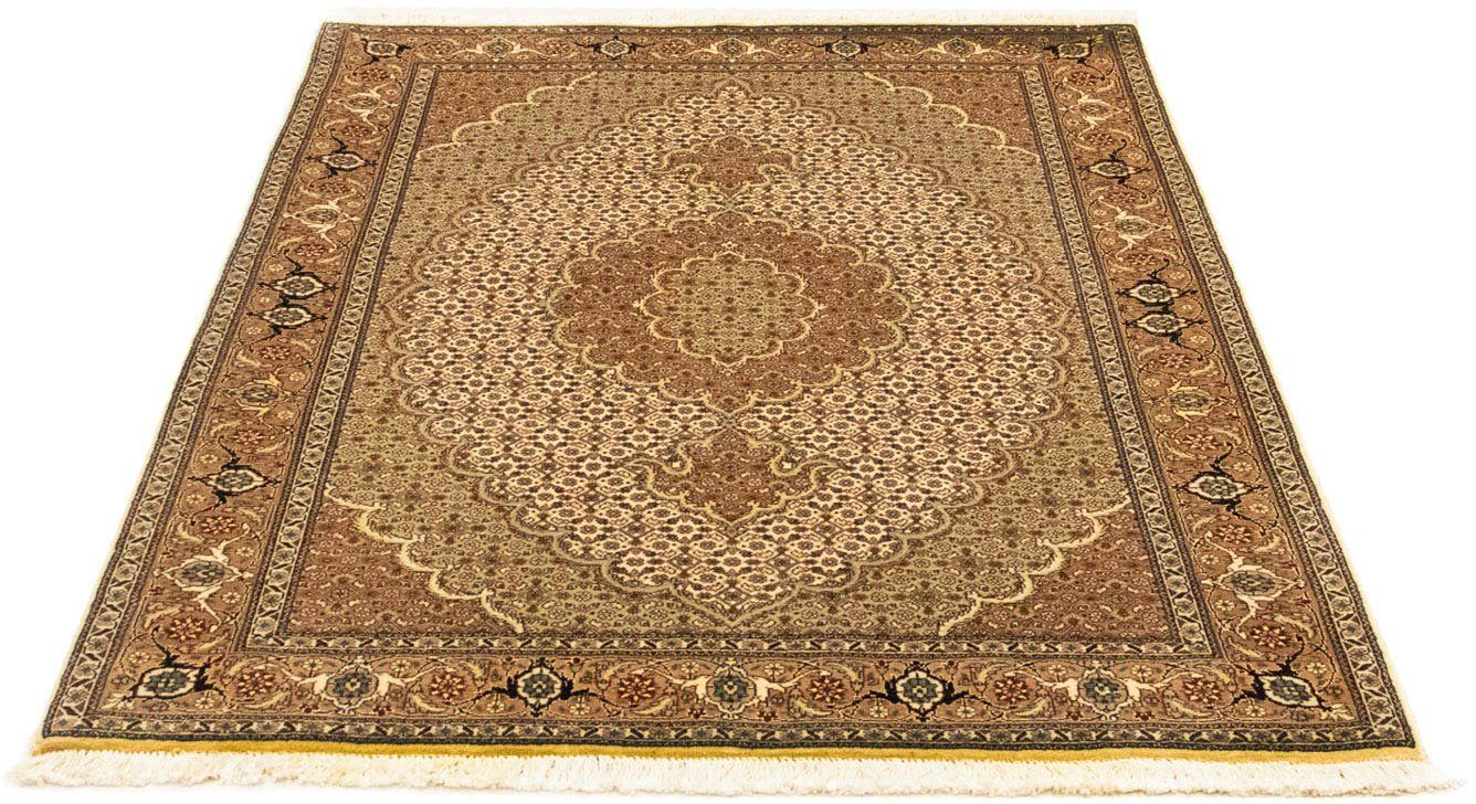 Orientteppich Perser - Täbriz - 145 x 106 cm - beige, morgenland, rechteckig, Höhe: 10 mm, Wohnzimmer, Handgeknüpft, Einzelstück mit Zertifikat