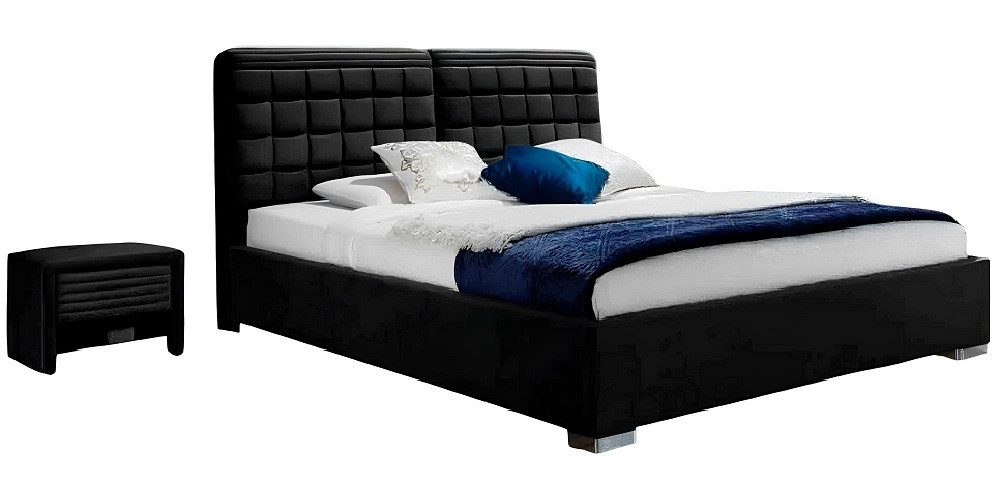 Xlmoebel Schlafzimmer-Set Luxuriöses Schlafzimmermöbel-Set aus Samt mit Nachttischen, (3-tlg., Bett+2x Nachttisch), Hergestellt in Italia
