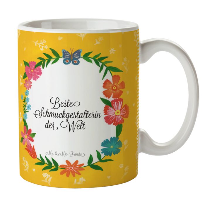 Mr. & Mrs. Panda Tasse Schmuckgestalterin - Geschenk Schenken Büro Kaffeebecher Abschied Keramik