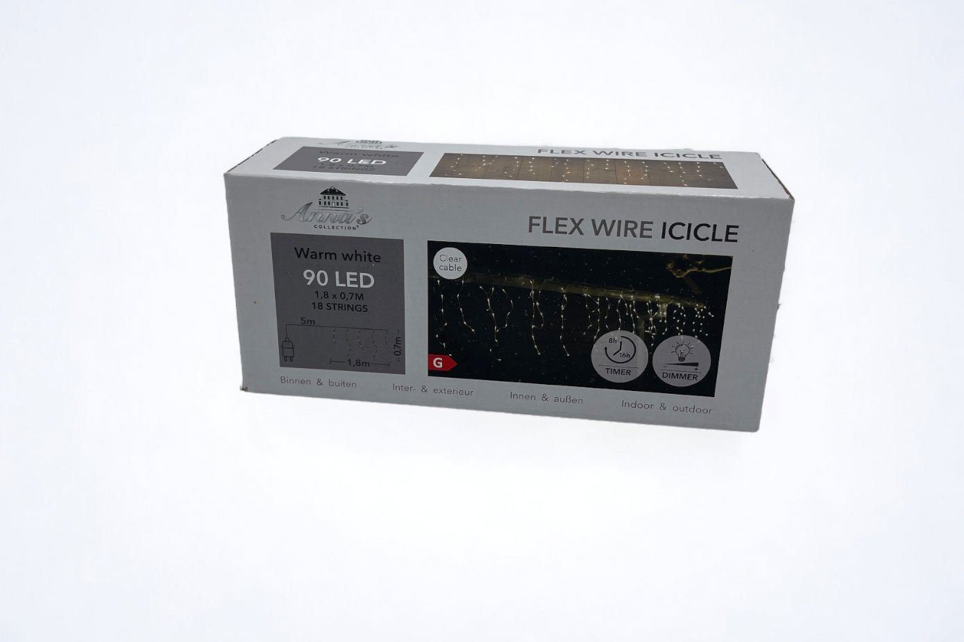 Deco warmweiß LED-Lichterkette Timer Icicle, BV Dimmer 1,8m außen Coen Eisregen Flex Wire Bakker