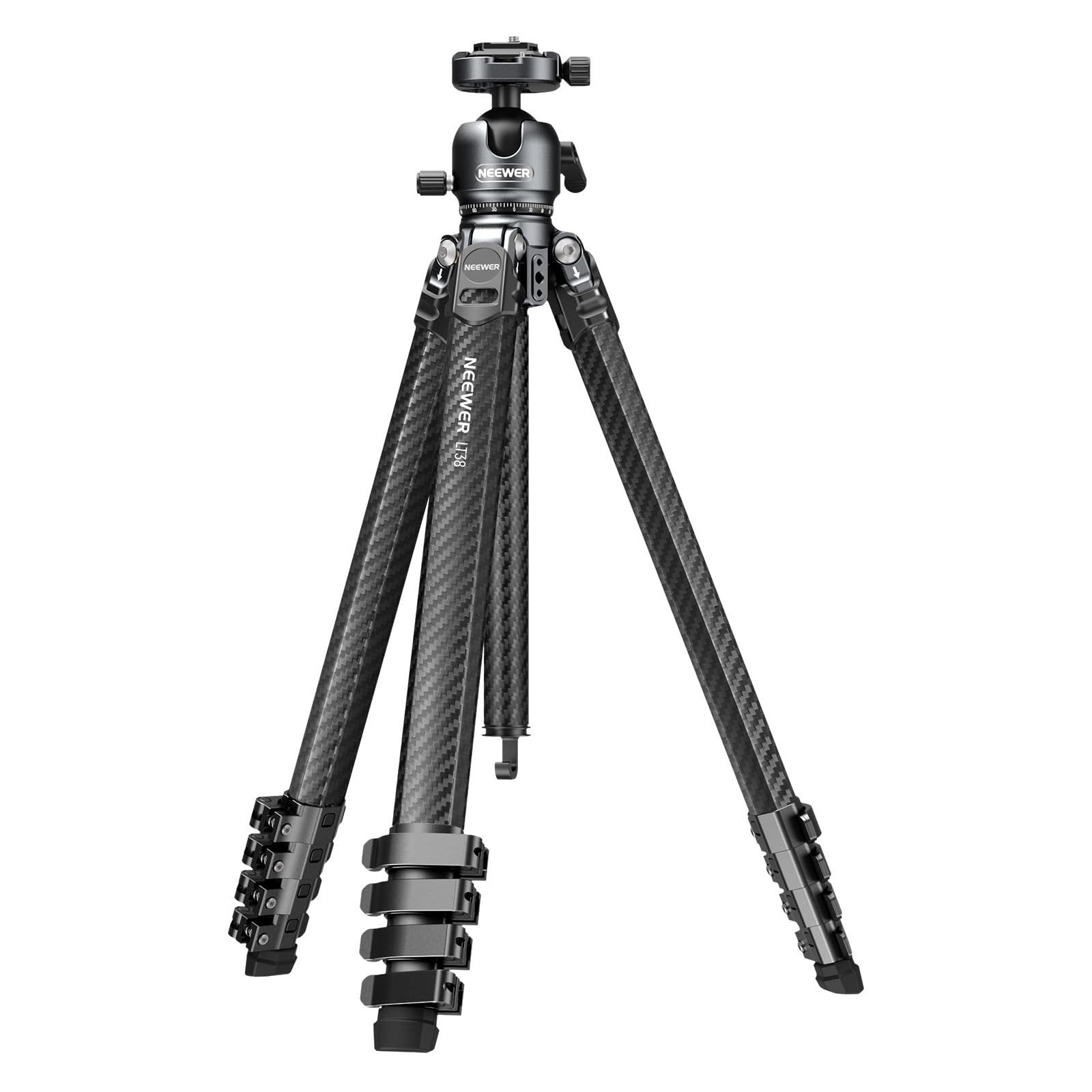 Neewer LT38 Carbon Stativ 61" mit Kugelkopf, max. 10kg Kamerastativ (höhenverstellbar von 46 bis 155 cm)