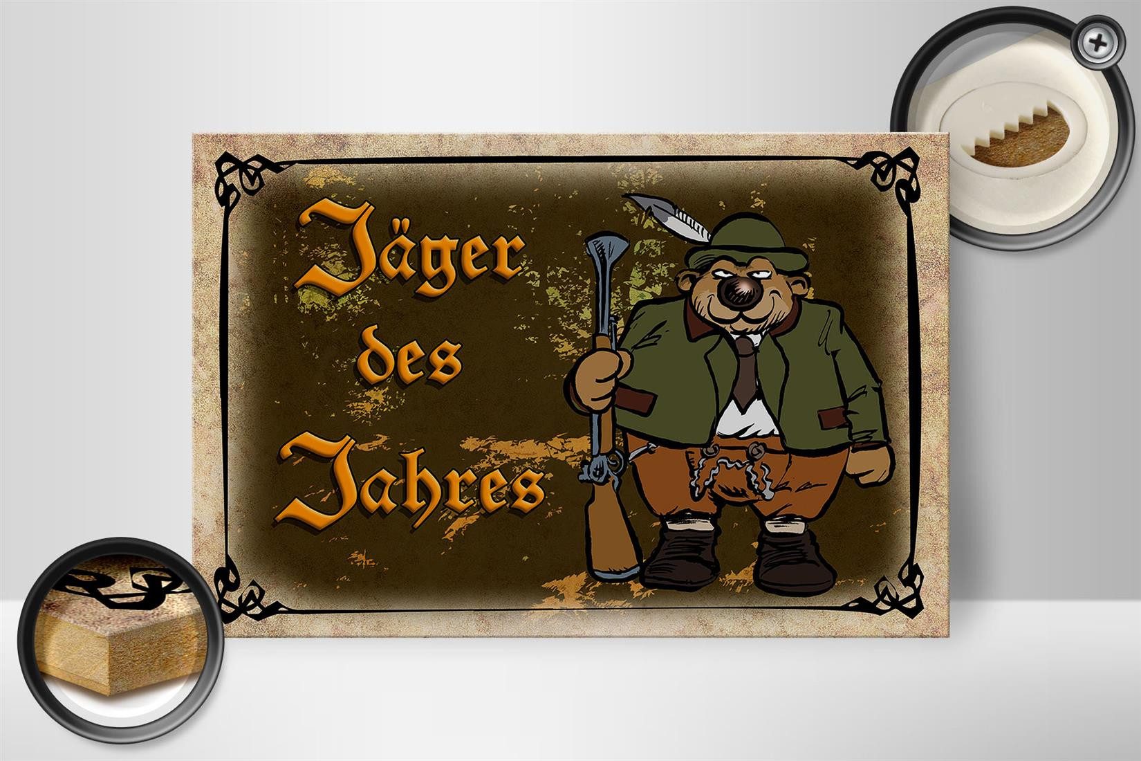 Femer GmbH Holzbild Jagd 30x20cm Jäger des Jahres Abenteuer, Camping Sport Hobby Freizeit (1 St), Glatte Holzfaserplatte (MDF), vorn beschichtet