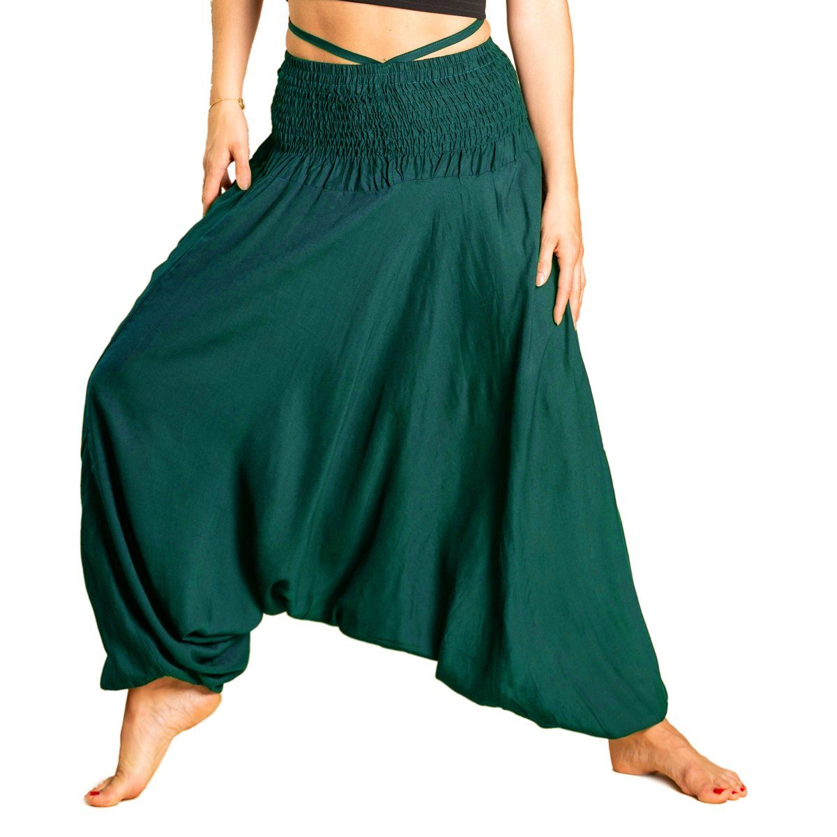 Haremshose Aladinhose einfarbig Haremshose aus 100% natürlicher Viskose Pumphose