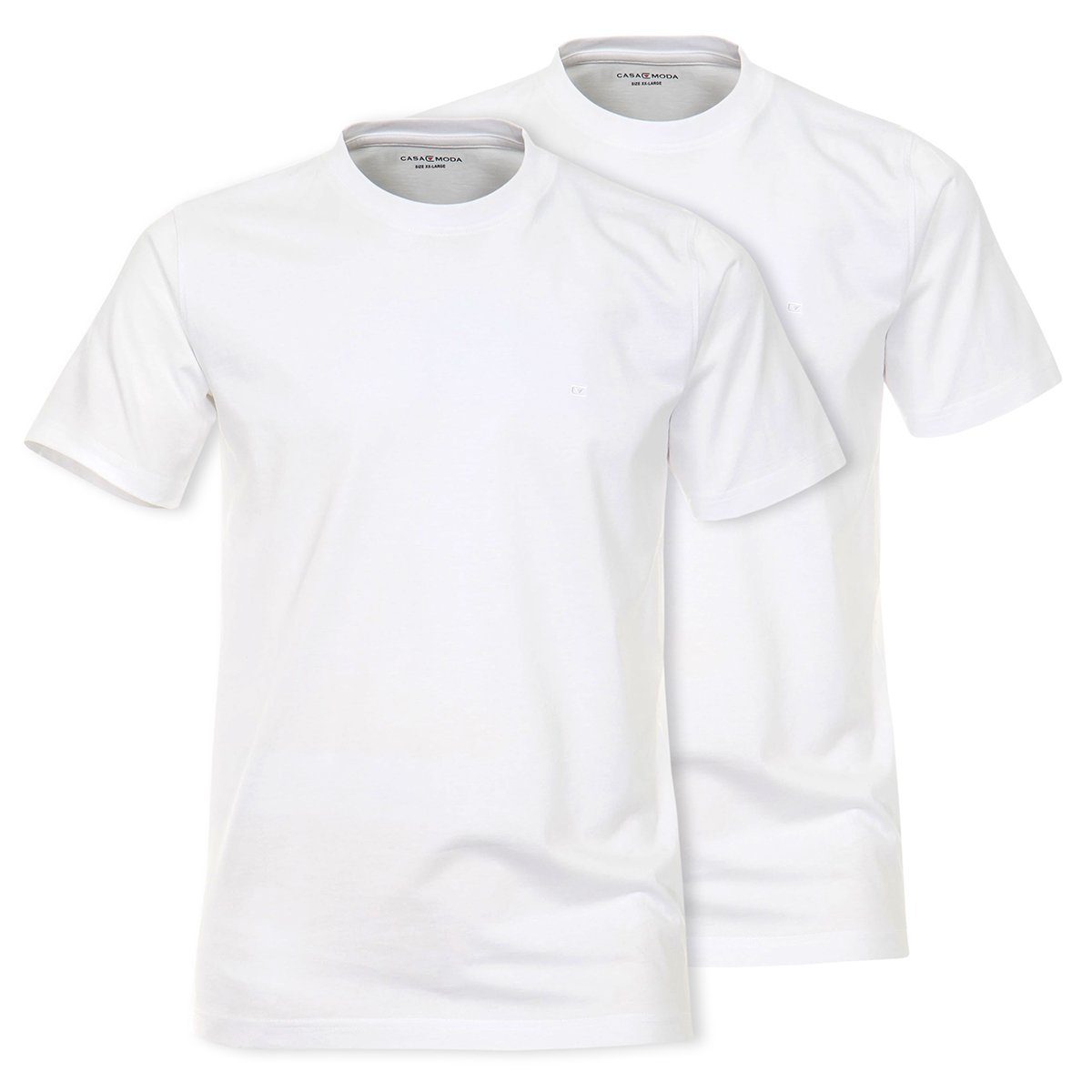 CASAMODA Rundhalsshirt Übergrößen CasaModa T-Shirts weiß Doppelpack
