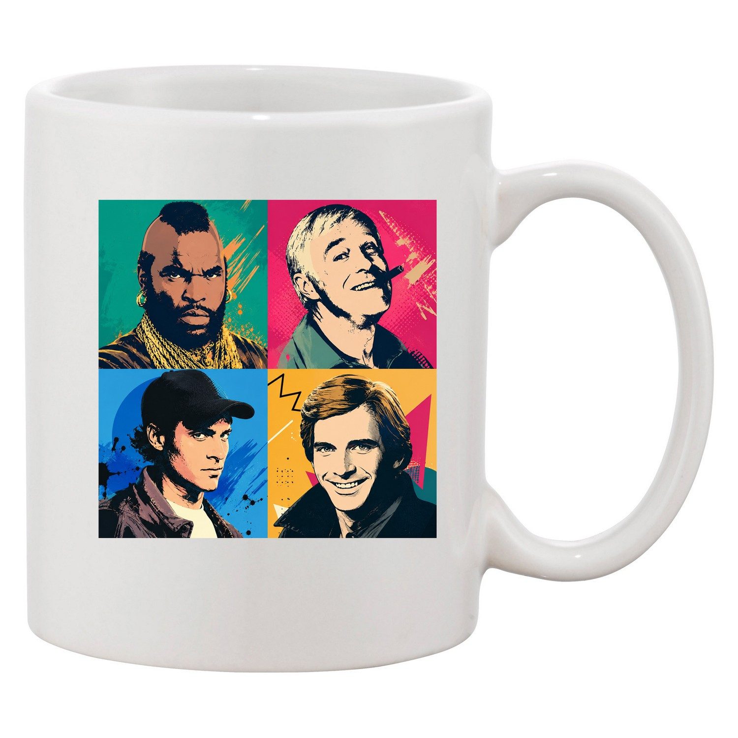 Blondie & Brownie Tasse Retro Team Tasse Pop Art vier Porträts Comic Print 80er TV Nostalgie, 1-tlg., Keramik, ATeamArt Tasse Vier Porträts Edition