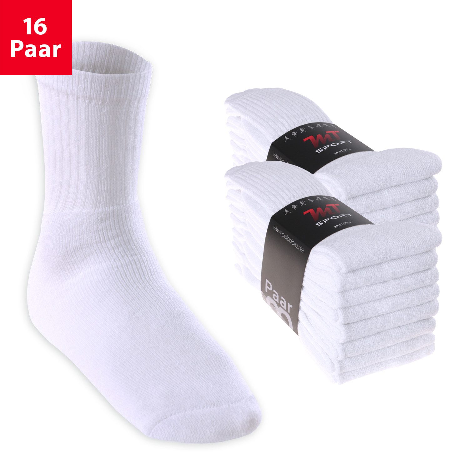 MT Tennissocken 8 Paar, 16 Paar Tennissocken für Damen & Herren (16-Paar)
