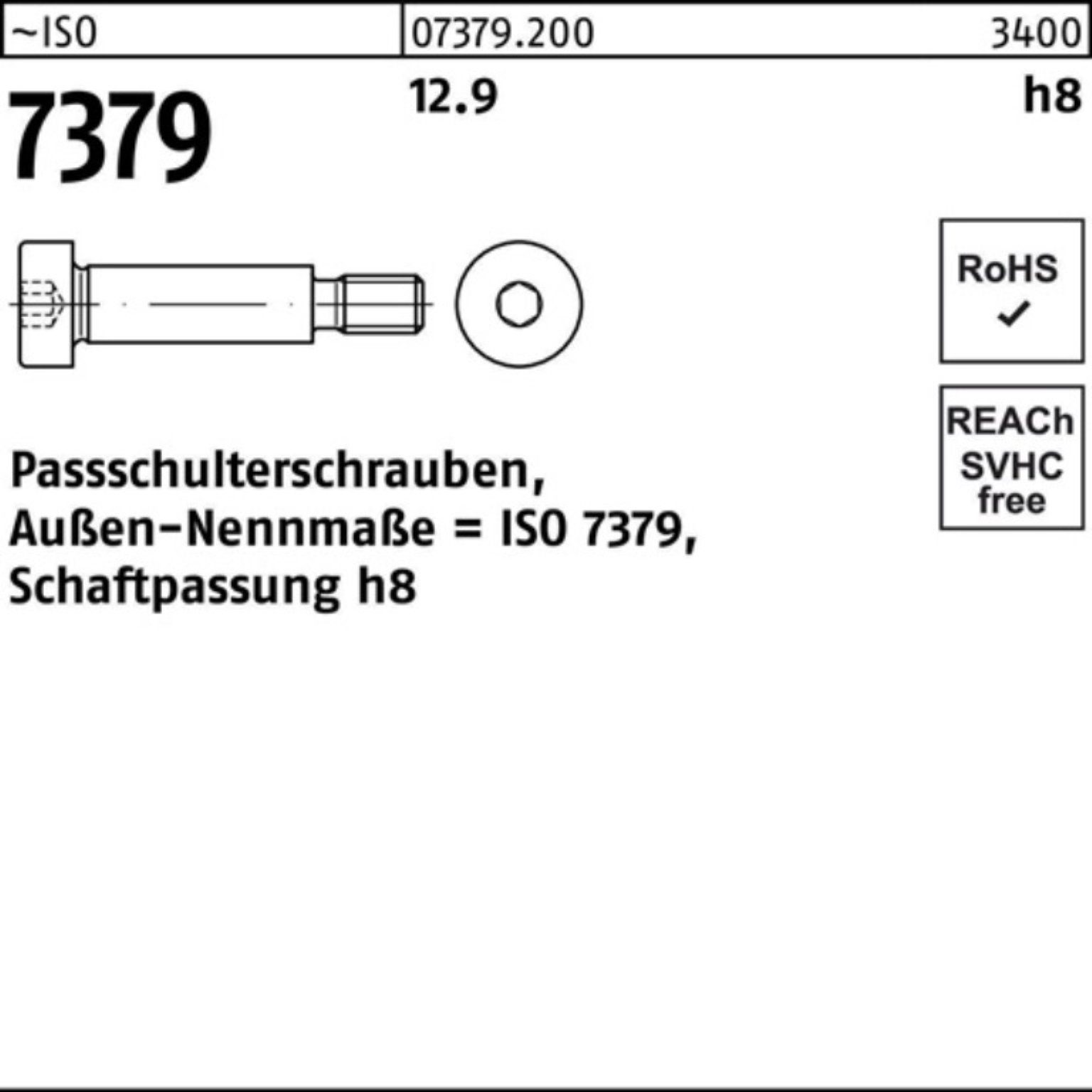 12 ISO 100er 12.9 7379 - Schaftpassu Schraube M10x Reyher Pack 80 Paßschulterschraube