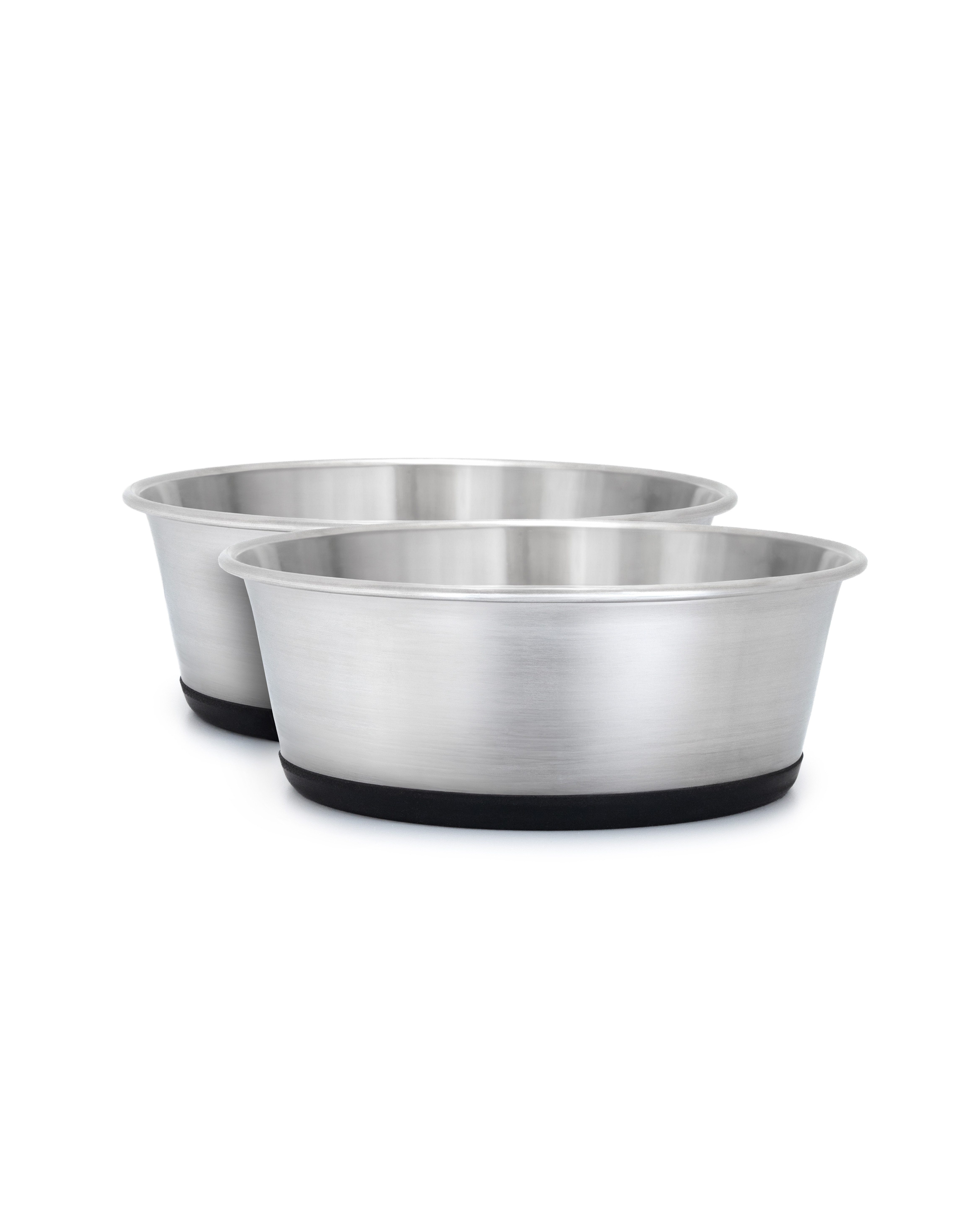 lionto Napf-Set aus Edelstahl im Doppelpack, robust & rutschfest, verschiedene Größen, Edelstahl, für Hunde & Katzen, spülmaschinengeeignet