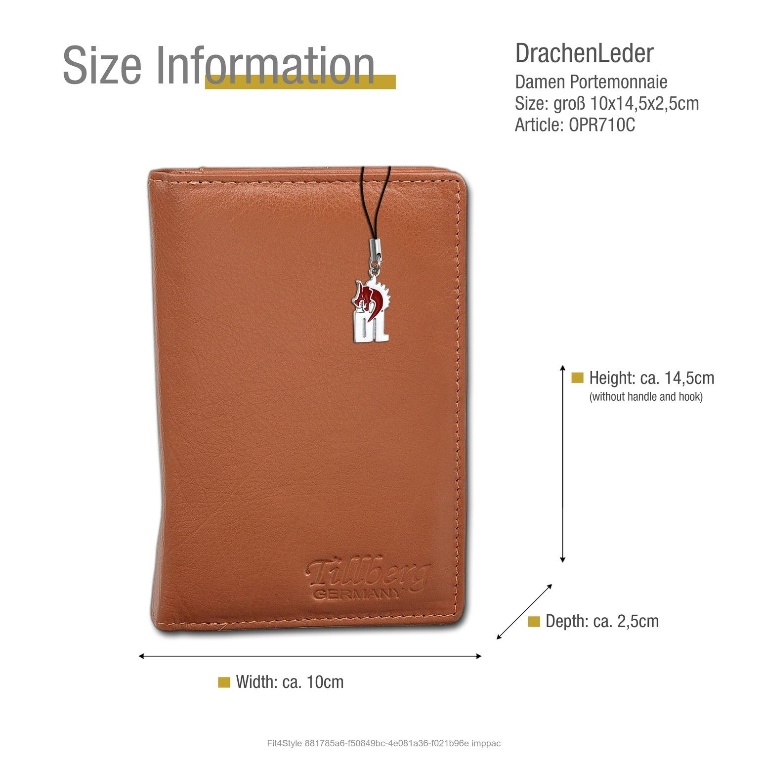 DrachenLeder Geldbörse DrachenLeder Damen Portemonnaie cognac (Portemonnaie, Portemonnaie), Damen Portemonnaie Echtleder Größe ca. 10cm, braun