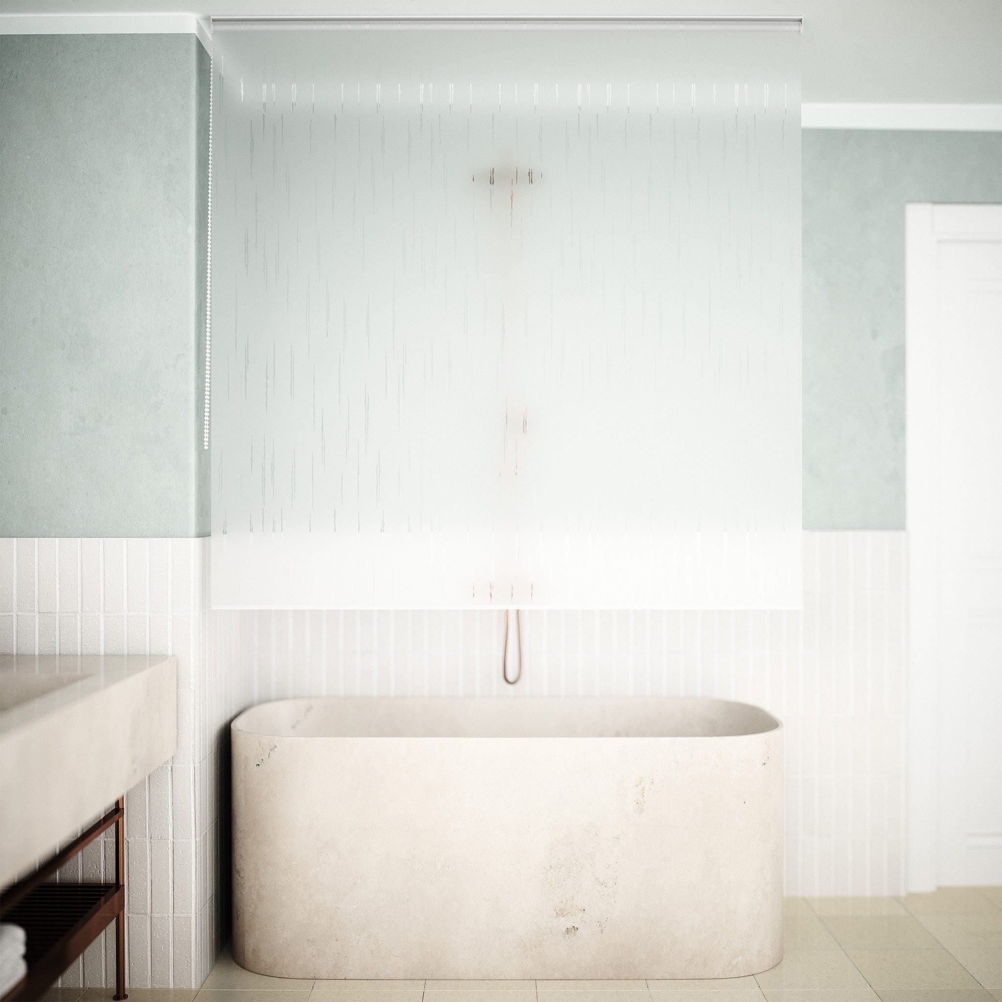 Aquabad® Duschrollo Vaskaflex Badewannenrollo Breite 100 cm, Muster: Tropfen, Breite: 100cm