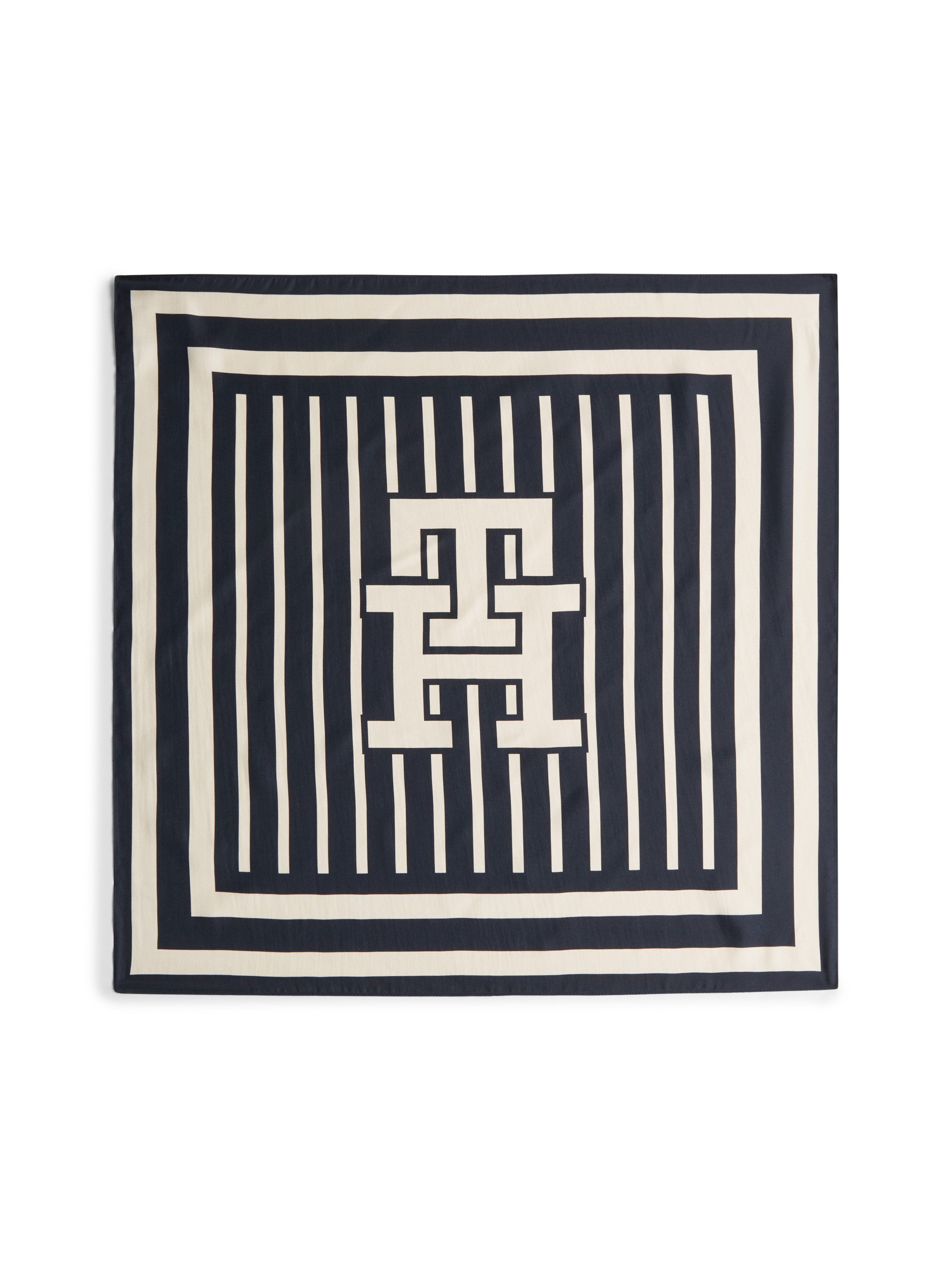 Tommy Hilfiger Seidentuch TH ELEVATED CHIC SILK SQUARE, im Streifen-Look und mit Logo-Print