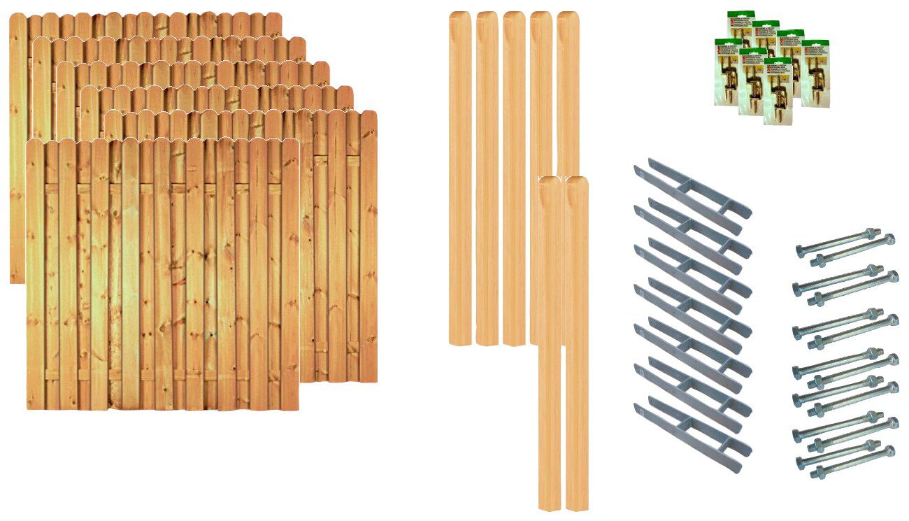 Tetzner & Jentzsch Bohlenzaun Los Angeles 4, (Set), 6 Elemente, LxH: 1143x180 cm