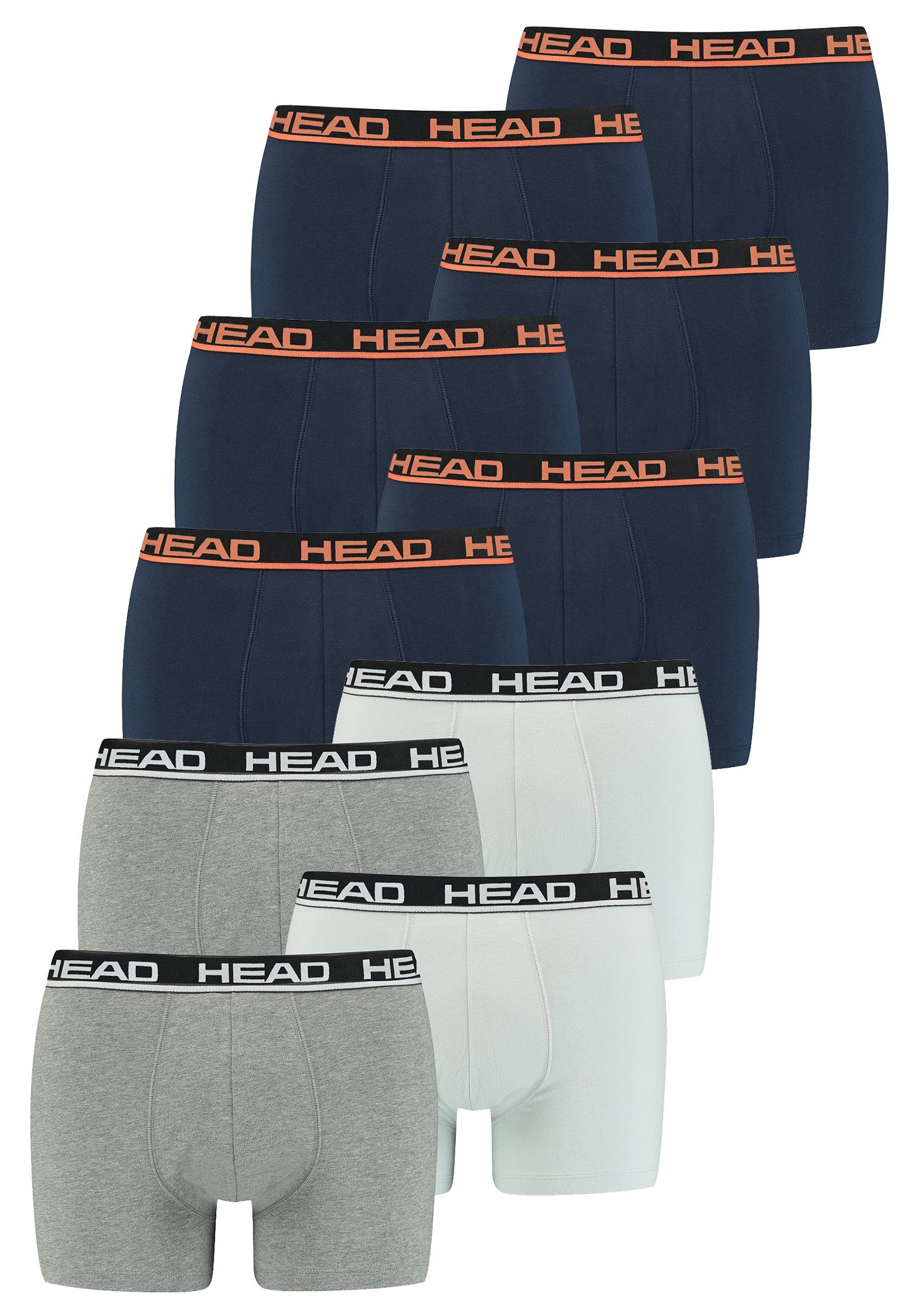 Head Boxershorts Head Basic Boxer 10P (Spar-Set, 10-St., 10er-Pack) Grey Combo/Blue Orange