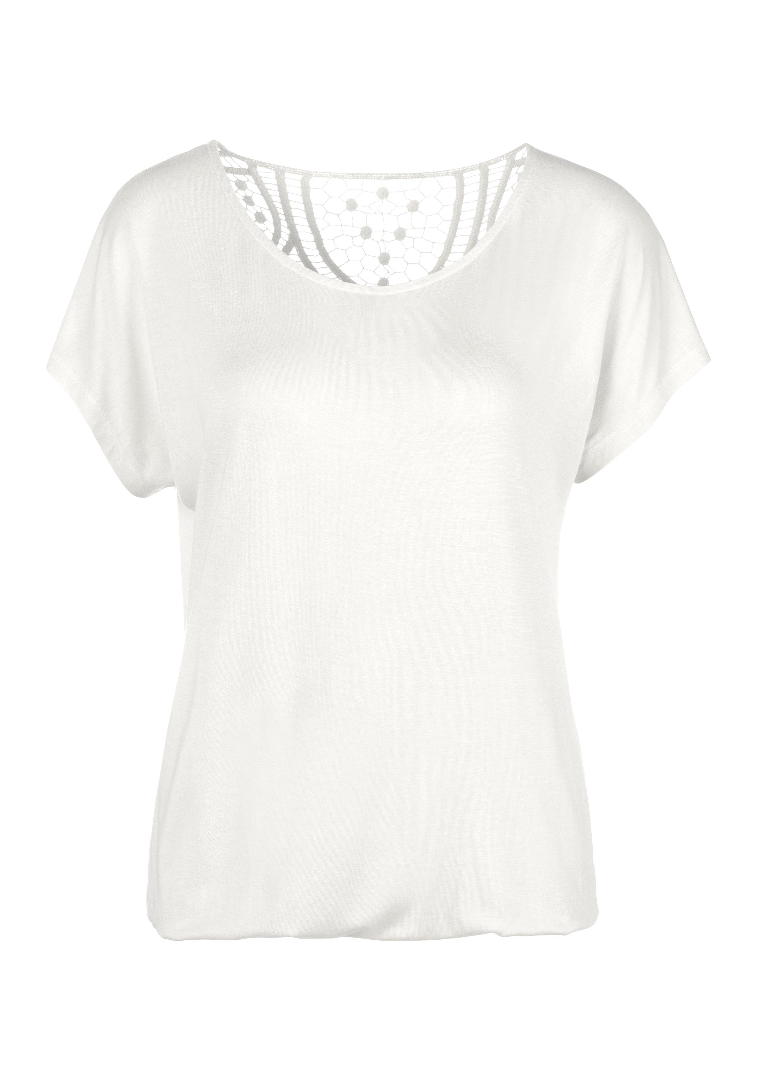 Vivance by Lascana Kurzarmshirt mit Spitzeneinsatz am Rücken (2er-Pack) aus elastischem Viskose-Jersey – Bild 5 von 5