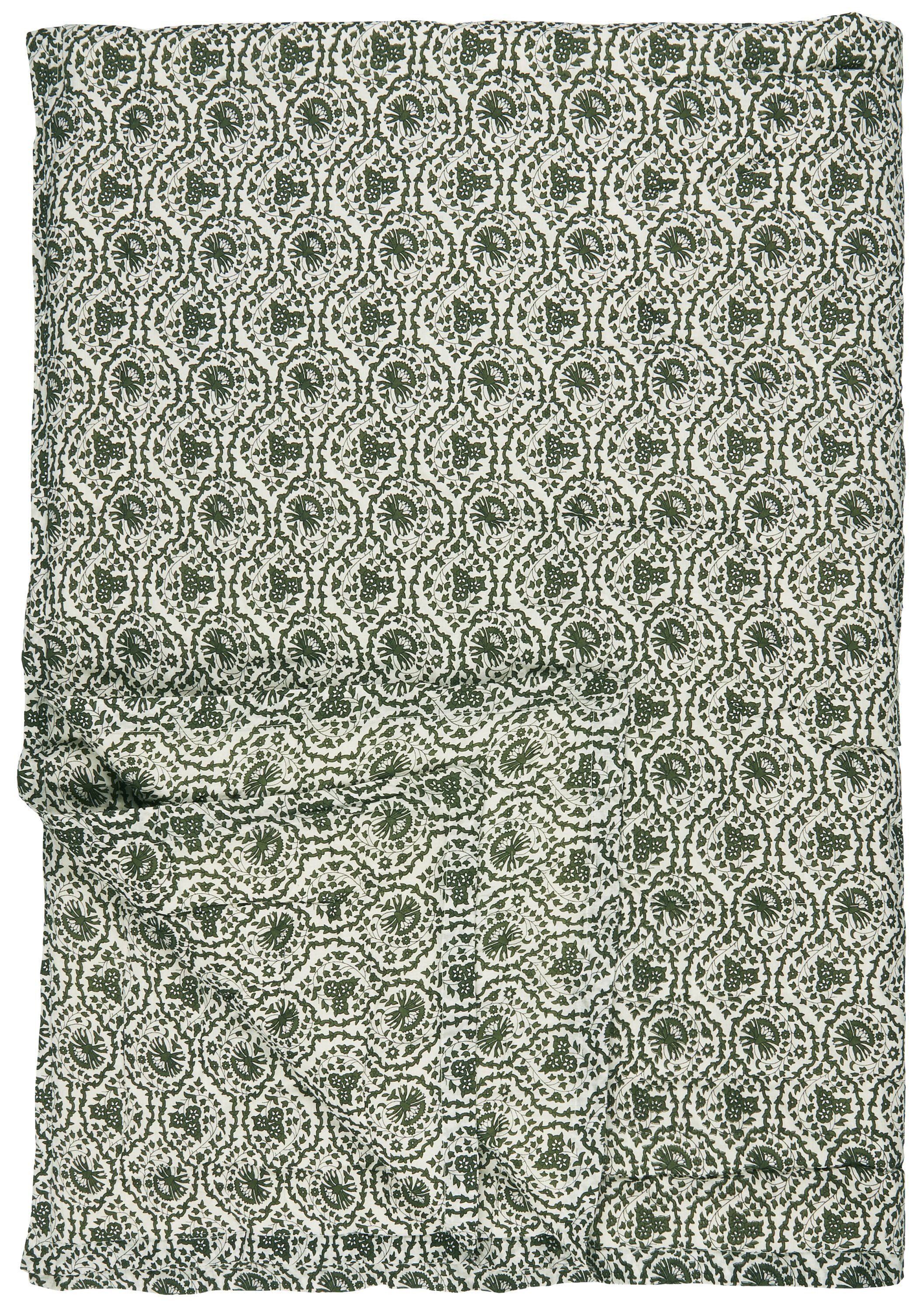 Tagesdecke Ib Laursen - Decke Quilt Tagesdecke Überwurf 170x130cm Weiß Grün