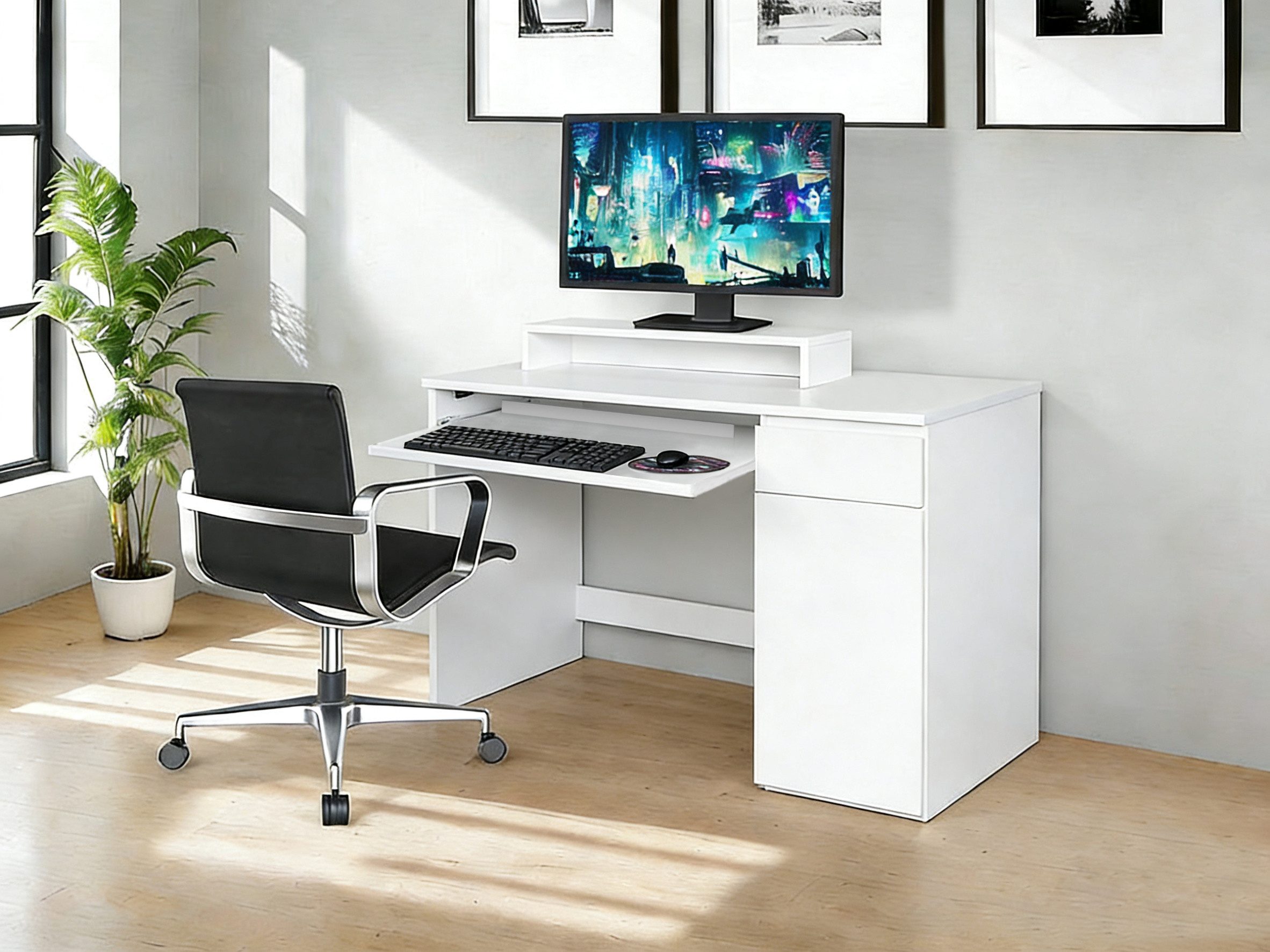 OTTO home Schreibtisch Jarvie, mit Tastaturauszug, mit Monitoraufsatz, mit Schublade, Tiefe: 50cm