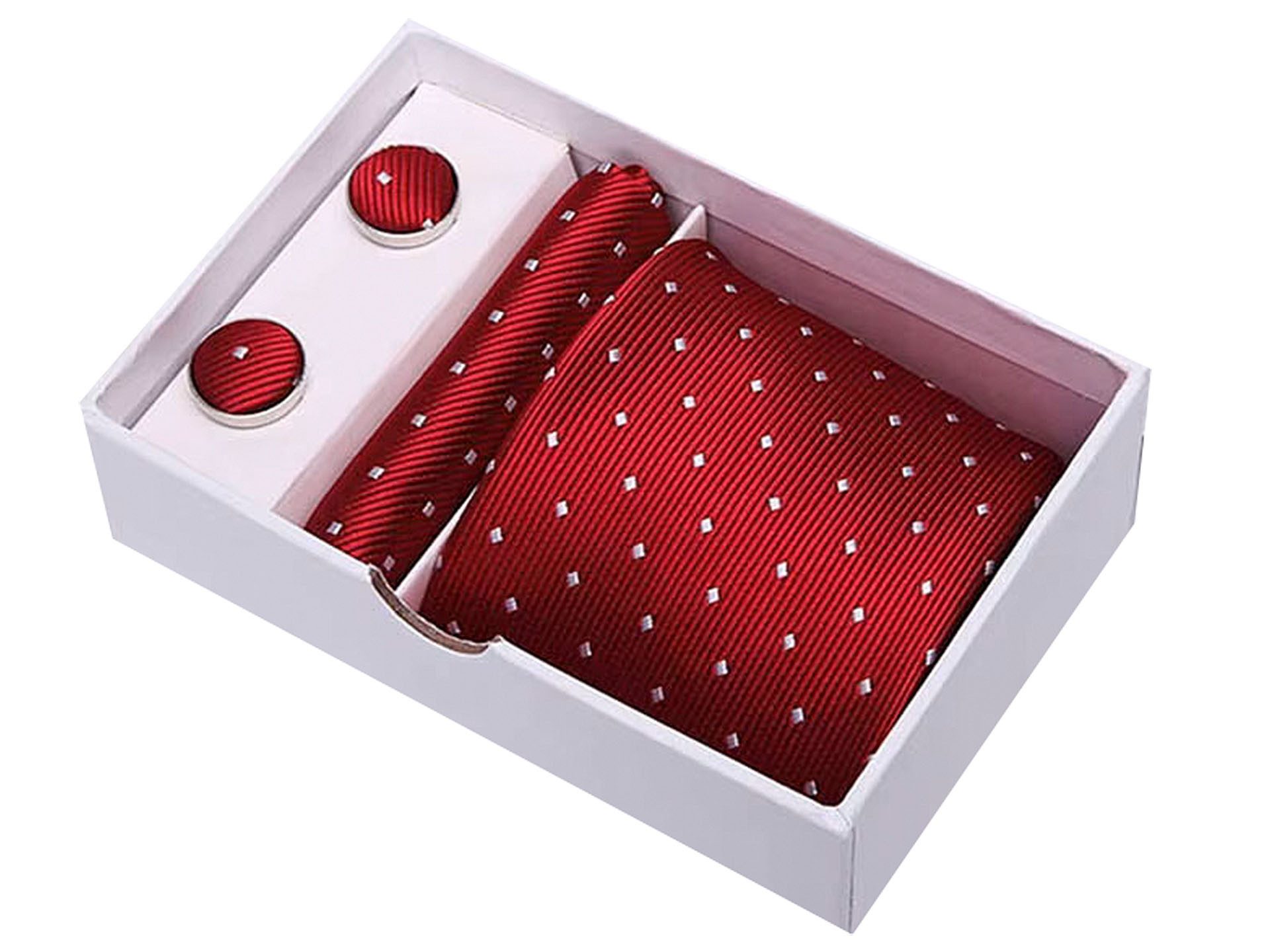 Moschen-Bayern Krawatte Seidenkrawatte Krawatte Herrenkrawatte 100% Seide 3-tlg. Geschenkbox Krawatten-Set - Krawatte + Einstecktuch + Manschettenknöpfe