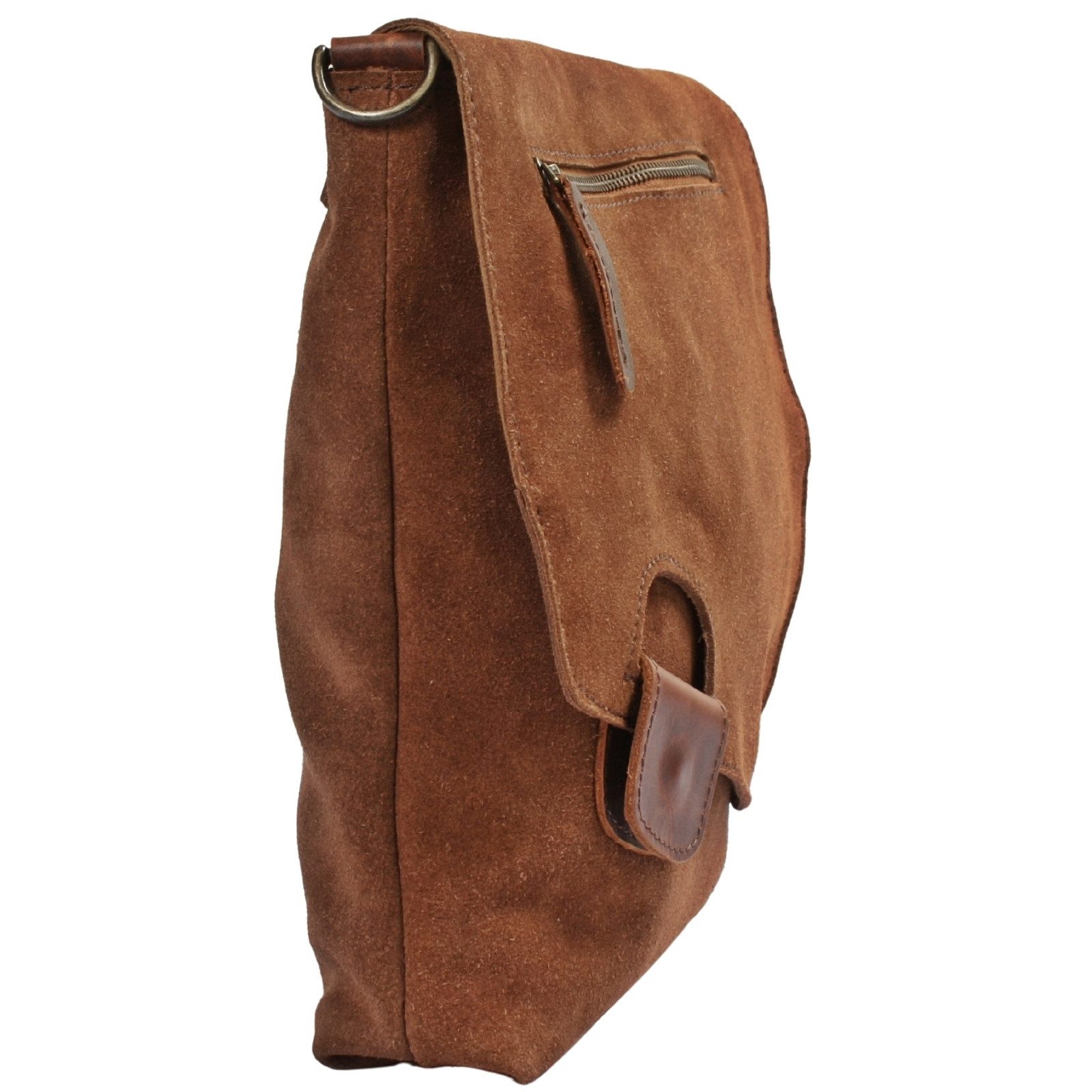 LECONI Umhängetasche Handtasche Ledertasche Damen Schultertasche Echt Wild-Leder LE3027, Überschlag & Reißverschluss – viele Fächer & Farben – 29 × 29 × 6 cm – Bild 4 von 5