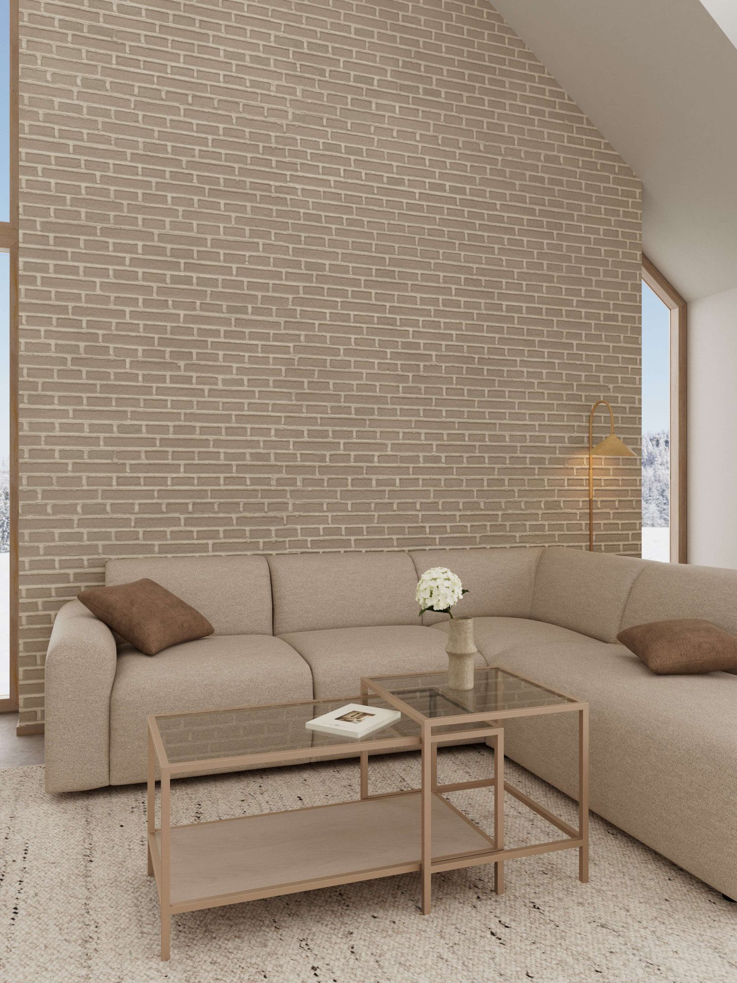 ACTONA GROUP Couchtisch Seaford Kaffeetisch, Wohnzimmertisch, Couchtisch-Set mit Glas & Melamin, 2 Tische, 90x50x50 cm