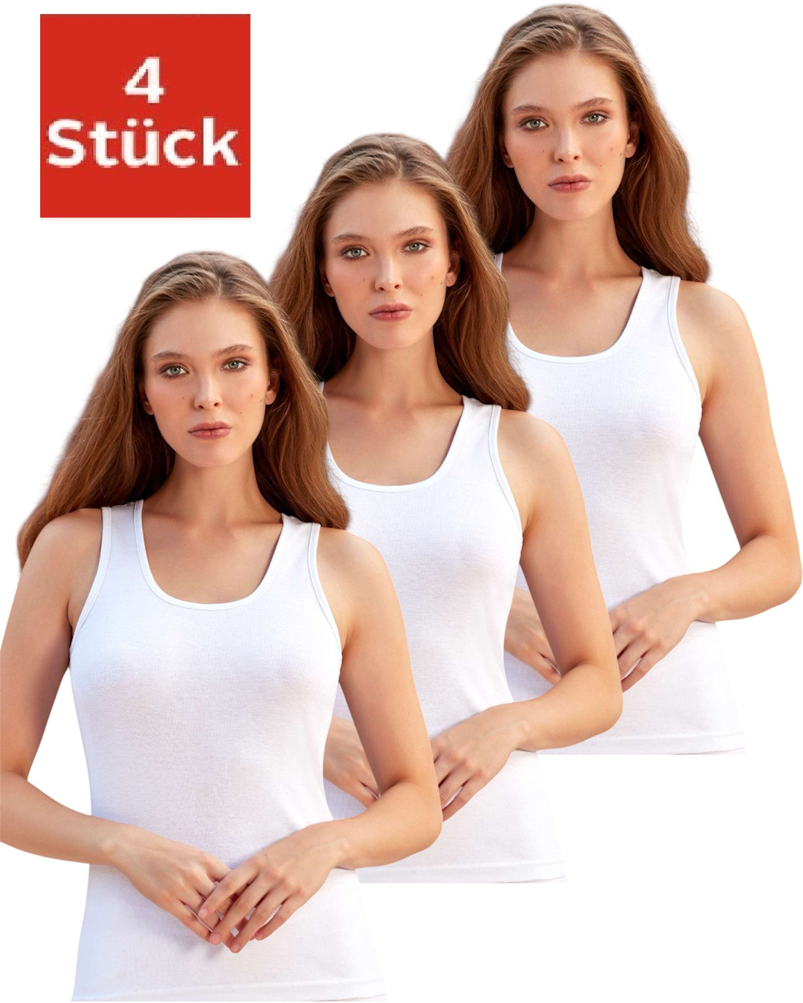 DDOnlineShop Unterhemd 4er Pack Damen Tank Top Achselhemd Weiß A2037 (Spar- günstig online kaufen