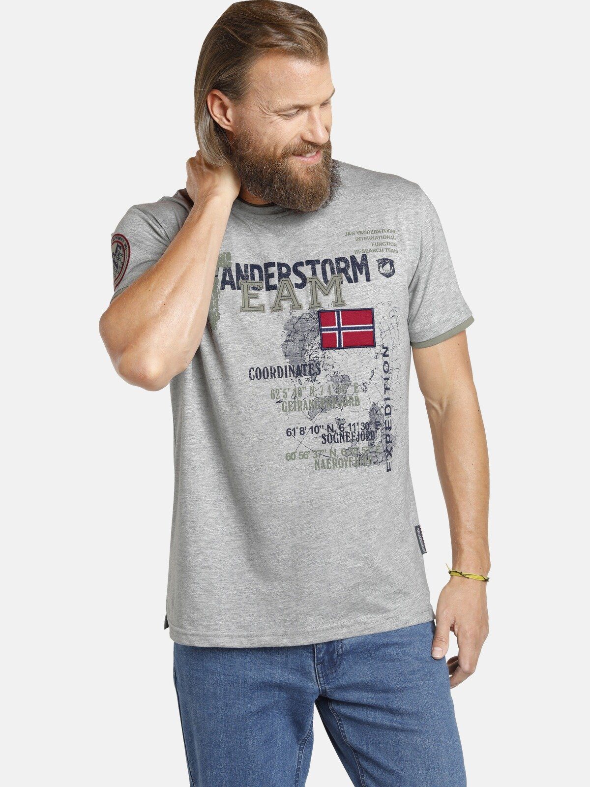 Jan Vanderstorm T-Shirt SÖLVE aus robustem Baumwolljersey günstig online kaufen