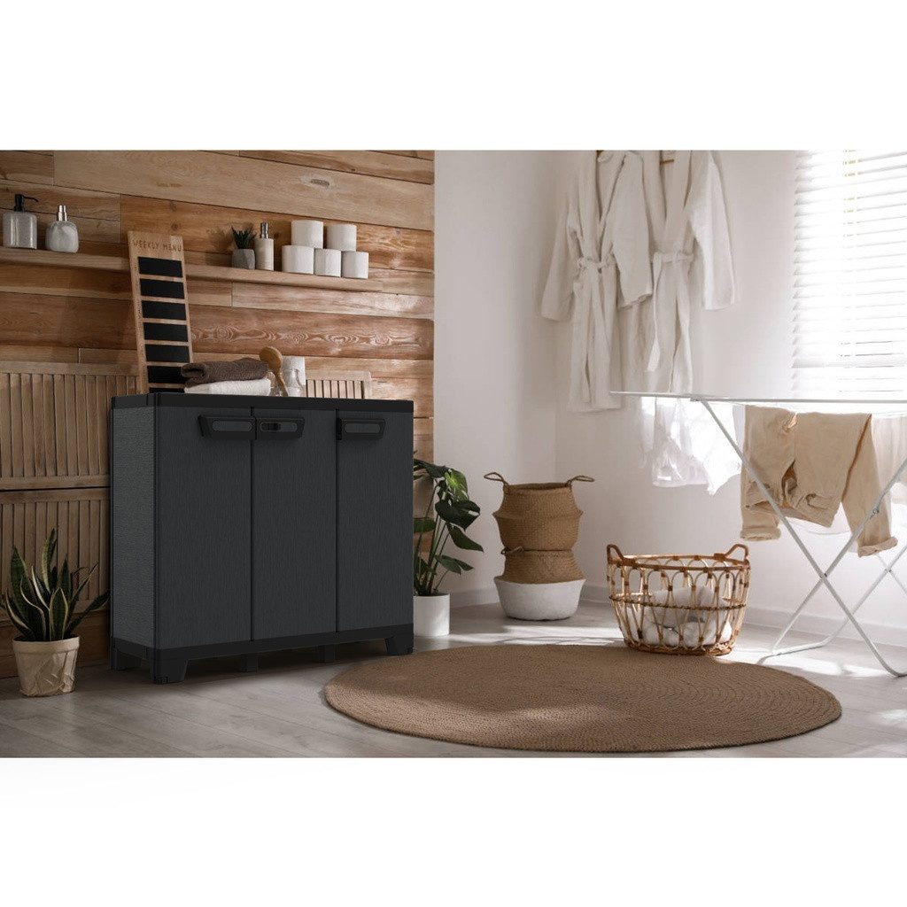 Kreher Mehrzweckschrank Dreitüriger Kunststoffschrank 'Ardesia' (Modell wählbar)