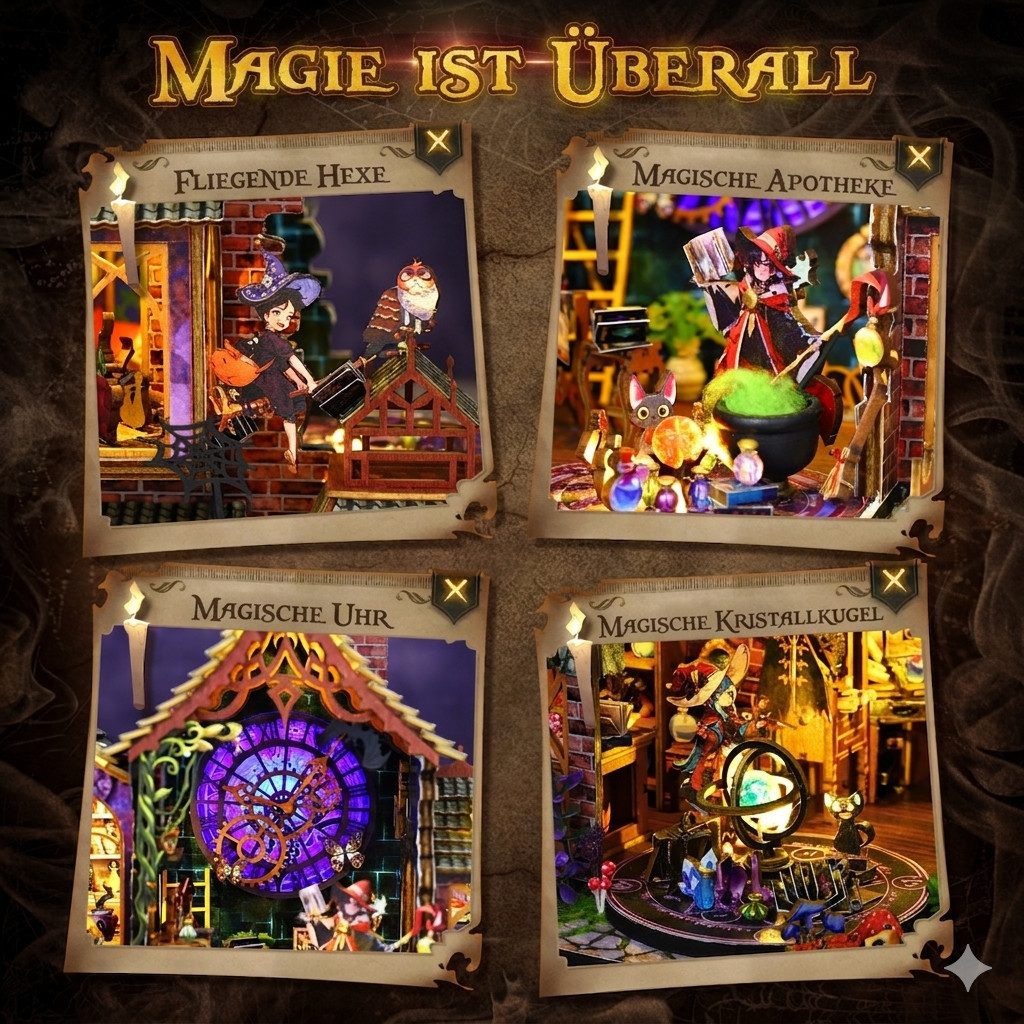 i@home 3D-Puzzle Zauberwald-DIY-Bücherregal-Set, Puzzleteile, Integrierte LED,Deko & Geschenk,geeignet für Jugendliche ab 14 Jahren