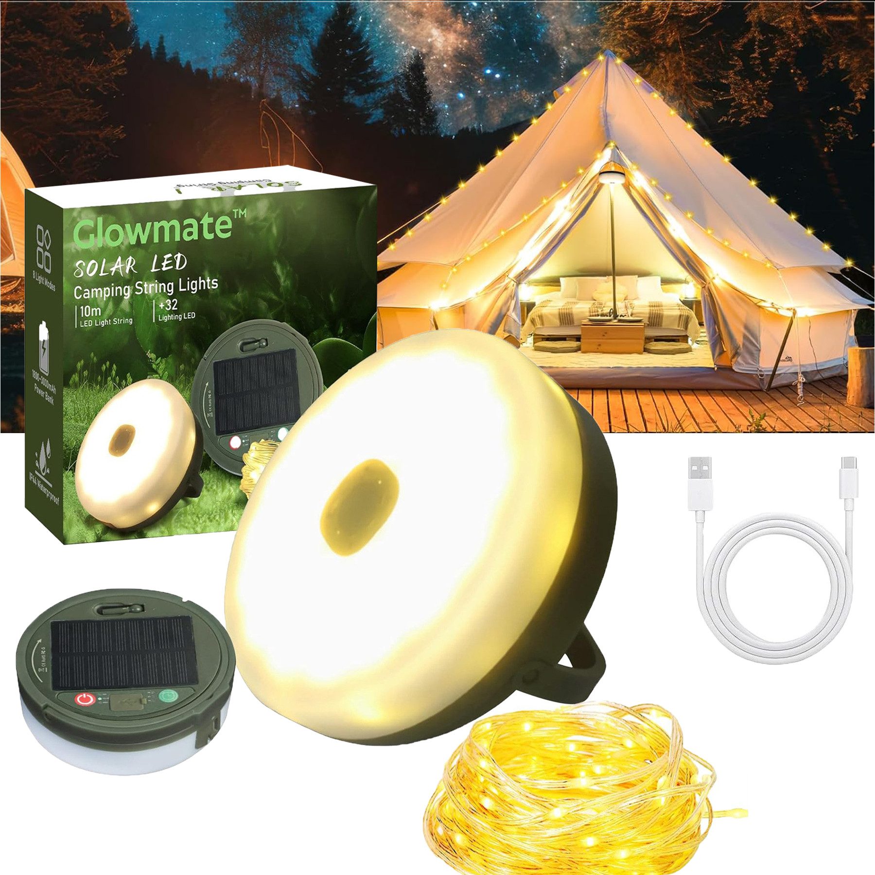 Senmudi LED-Lichterkette Campinglampe 4-in-1, Tragbare Camping günstig online kaufen