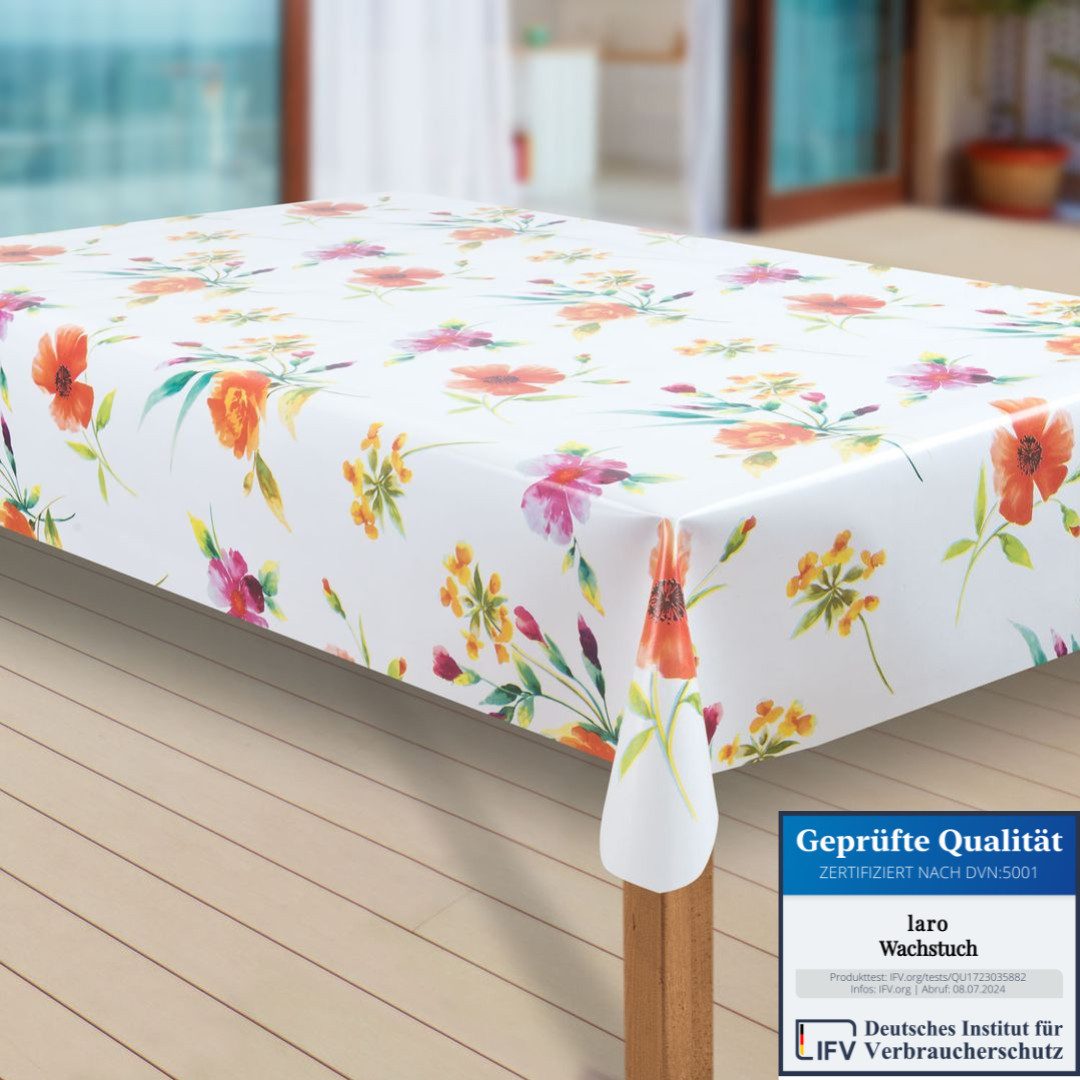 laro Tischdecke Wachstuch-Tischdecken Abwaschbar Sommer Blumen Mix rechteck günstig online kaufen
