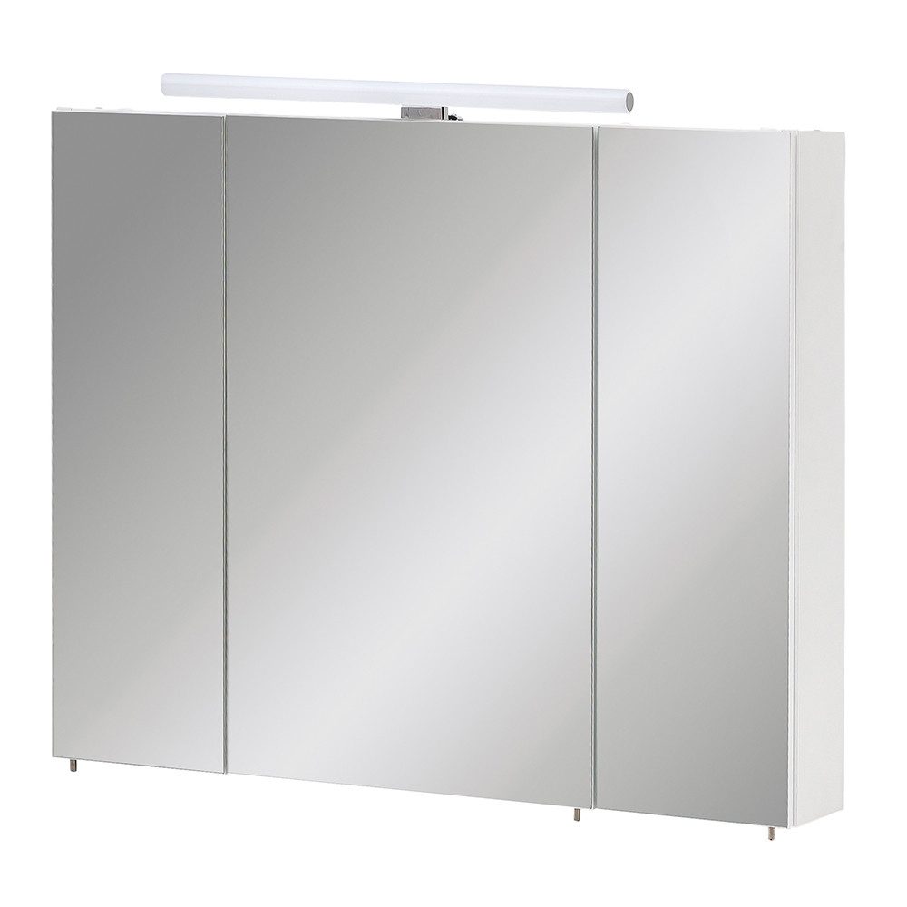 Lomadox Spiegelschrank MESA-80 weiß matt Badezimmer LED Aufbauleuchte 80x70,7x15,7 cm