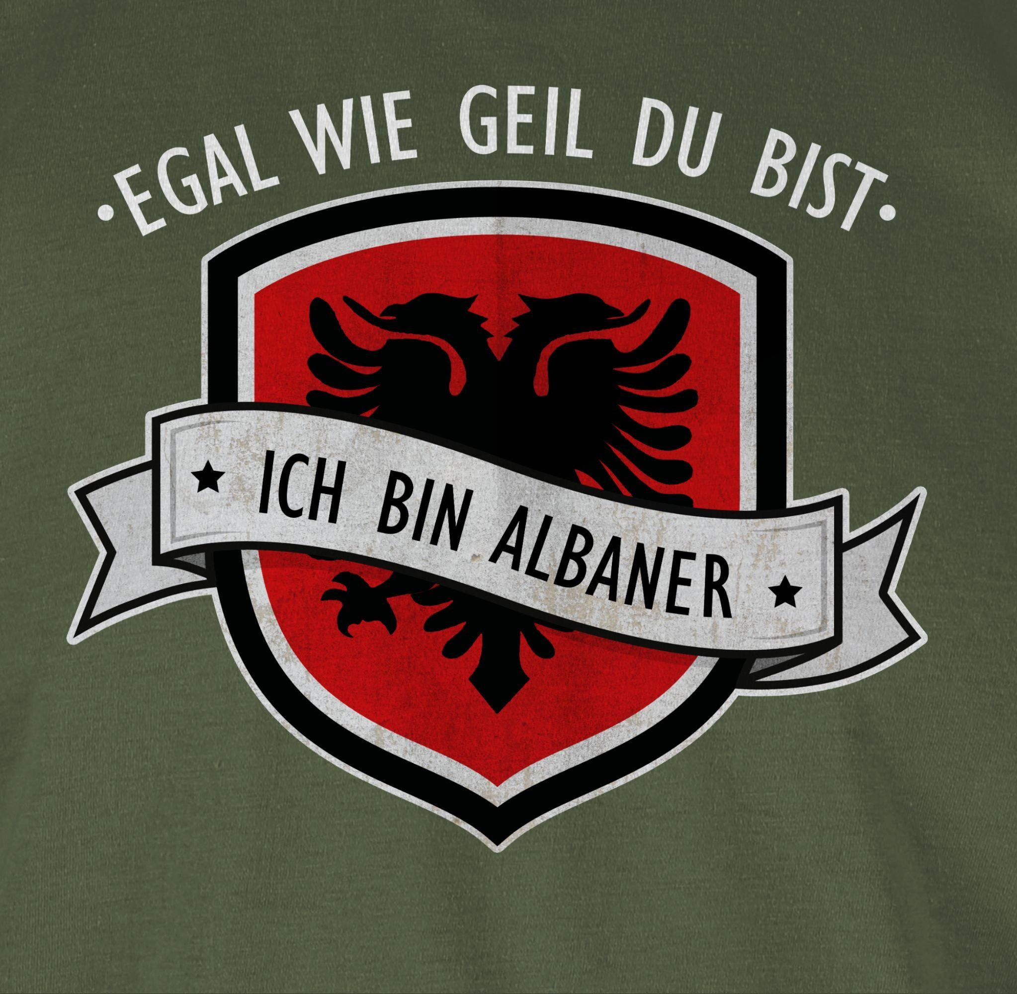 wie Egal bin Albaner - T-Shirt Länder du Wappen ich bist 3 geil Grün Shirtracer Army