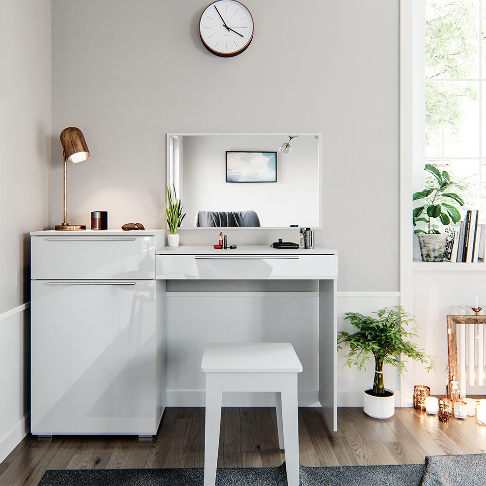 Vicco Schminktisch Lilli, Weiß Hochglanz, 135 cm günstig online kaufen