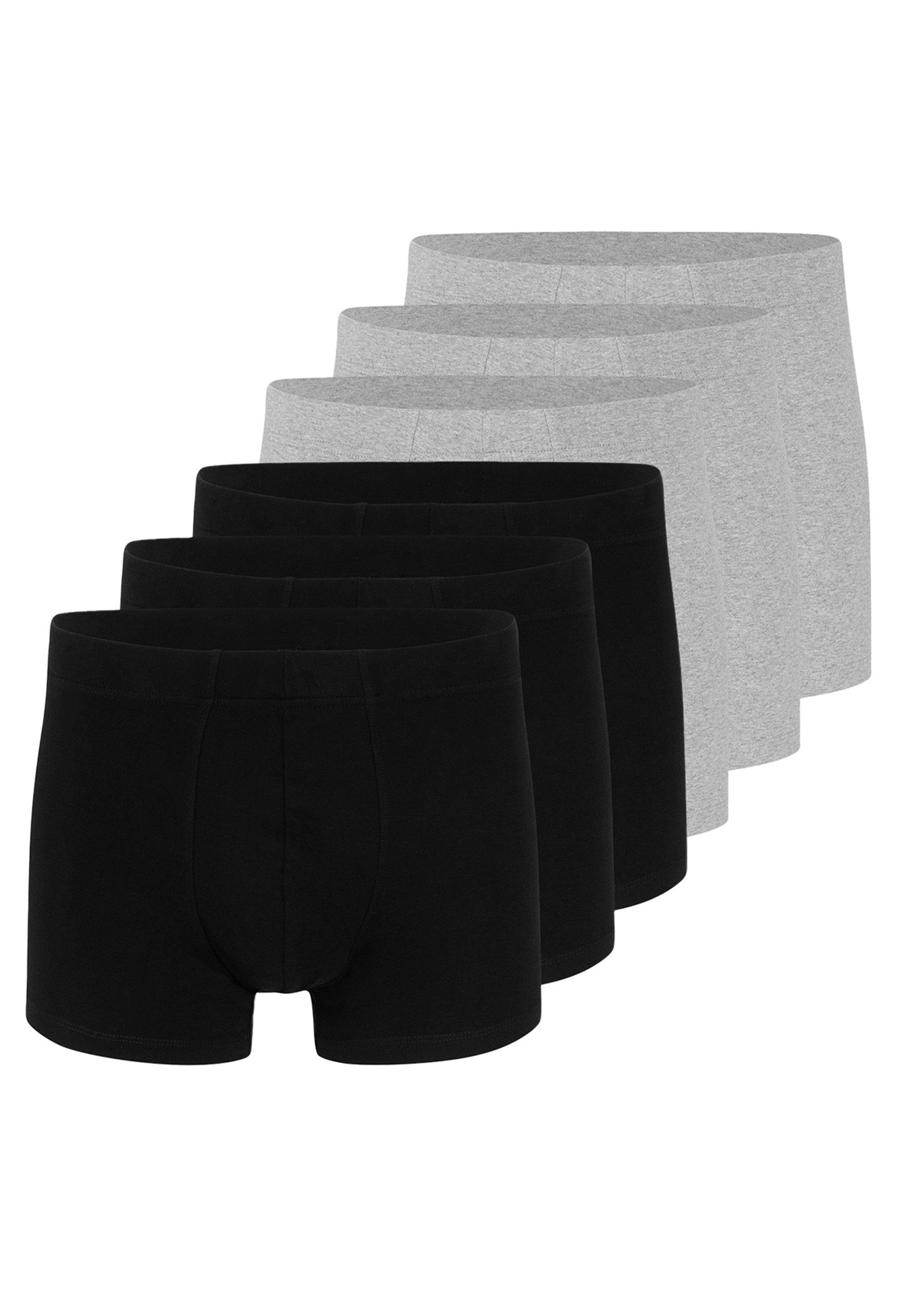 Almonu Retro Boxer 6er Pack Organic Cotton (Spar-Set, 6-St) Retro Short / Pant - Baumwolle - Ohne Eingriff - Atmungsaktiv Schwarz / Grau Melange
