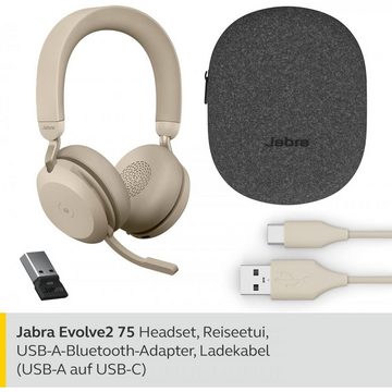 Jabra Evolve2 75 Link - Over-Ear-Headset - beige Kopfhörer