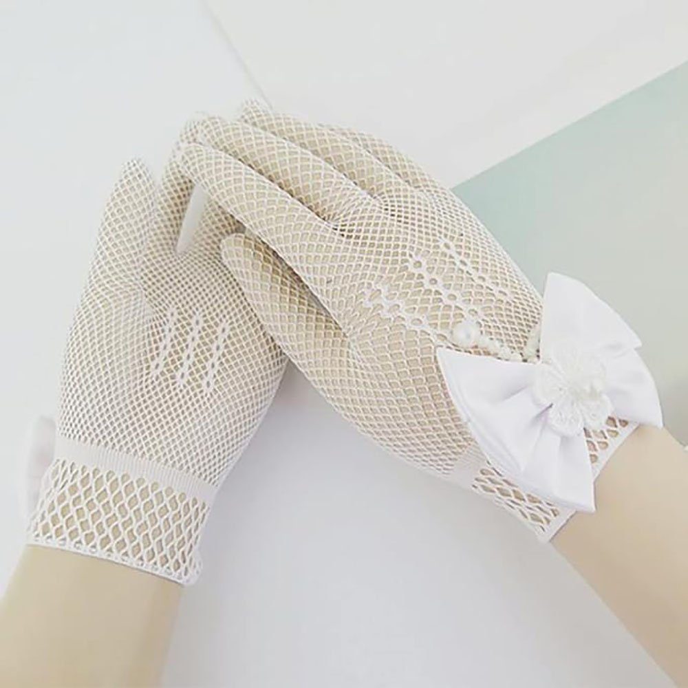 Frackhandschuhe CTGtree Elegante Satin-Bogen-Fischnetz-Handschuhe Short Mädchen