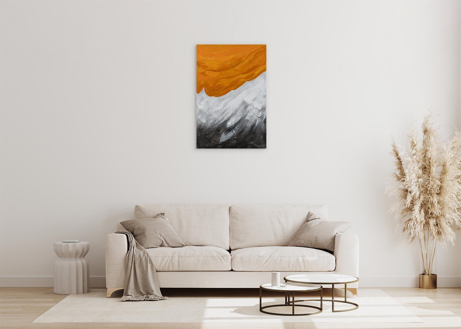 KUNSTLOFT Wohnzimmer Wandbild Leinwandbild Orange cm, 100% HANDGEMALT Gemälde 60x90 Evening
