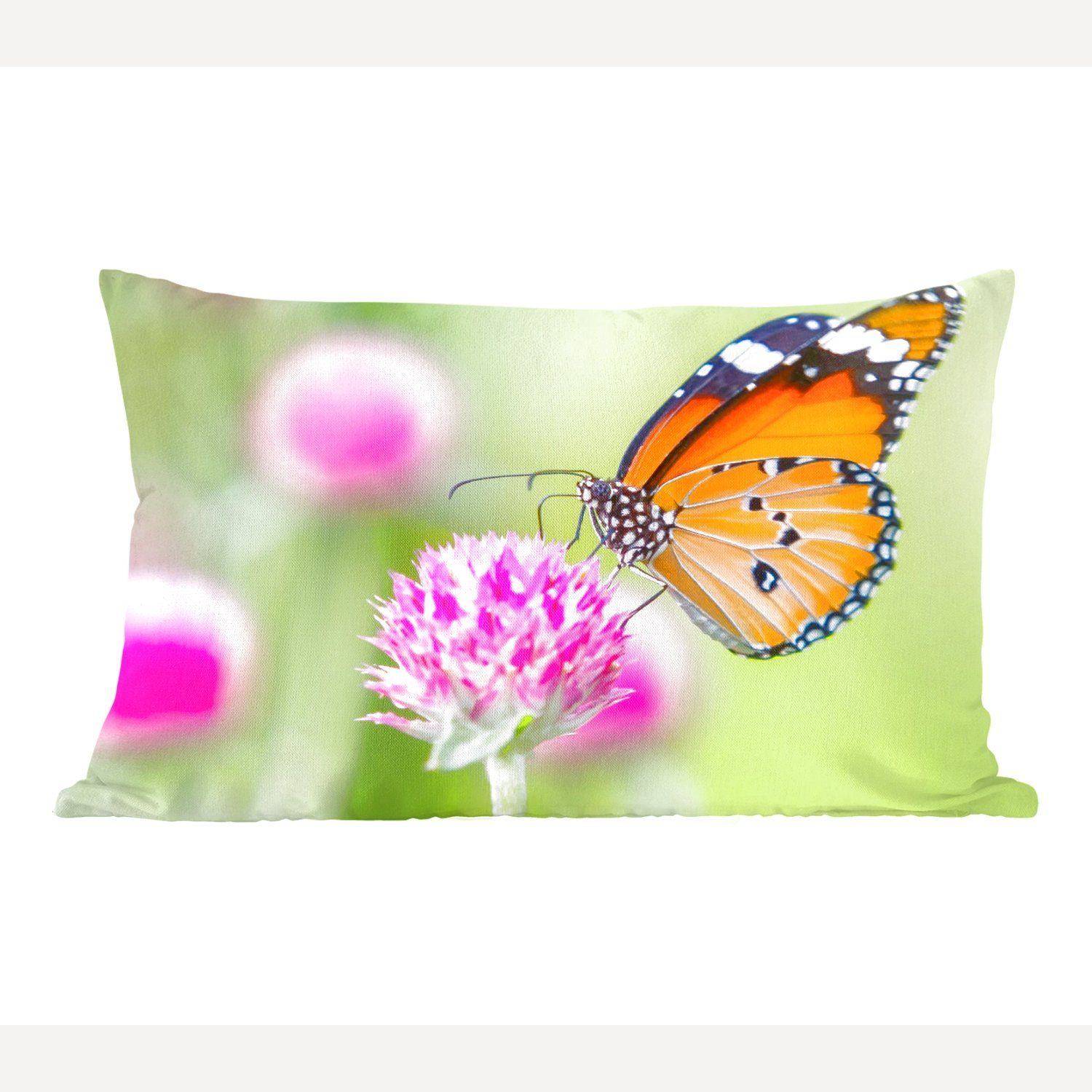 MuchoWow Dekokissen Insekten - Schmetterlinge - Blumen, Wohzimmer Dekoration, Zierkissen, Dekokissen mit Füllung, Schlafzimmer